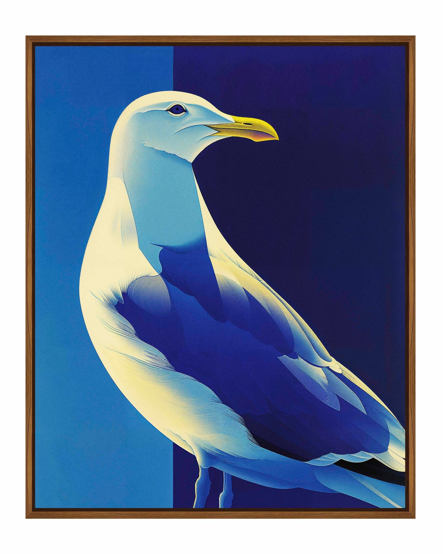 Luminous Sentinel - Seagull in Azure Light - Gallery Wrapped Canvas