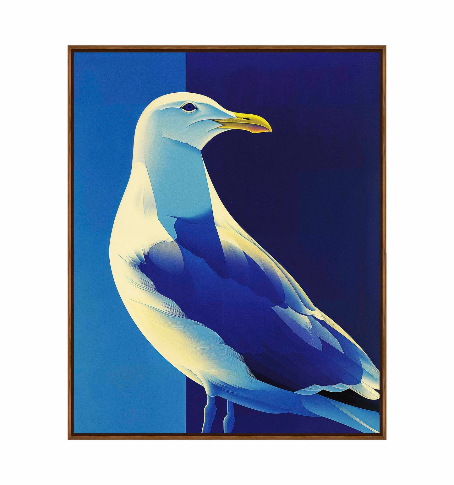 Luminous Sentinel - Seagull in Azure Light - Gallery Wrapped Canvas
