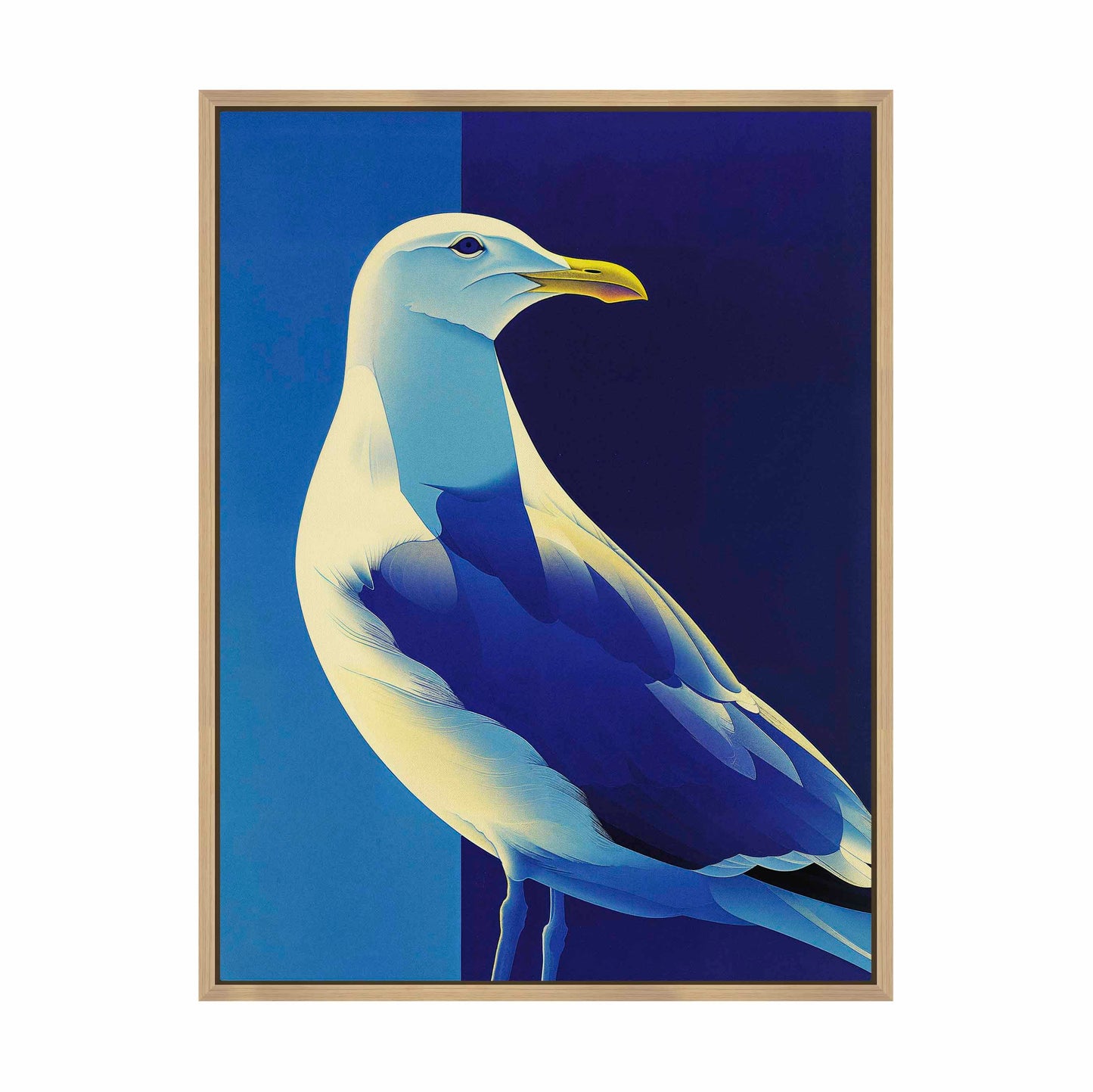 Luminous Sentinel - Seagull in Azure Light - Gallery Wrapped Canvas