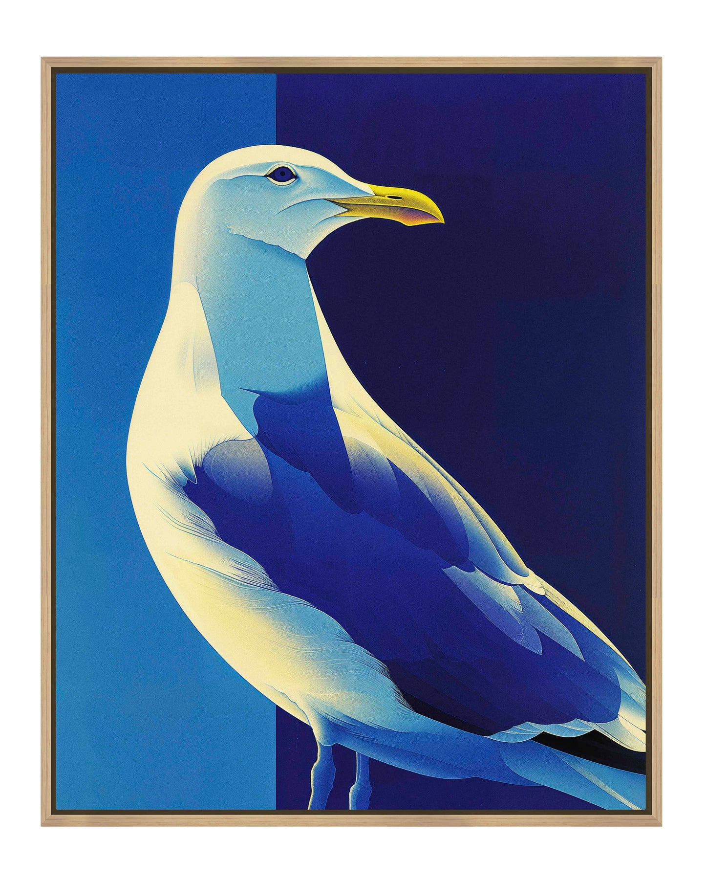 Luminous Sentinel - Seagull in Azure Light - Gallery Wrapped Canvas