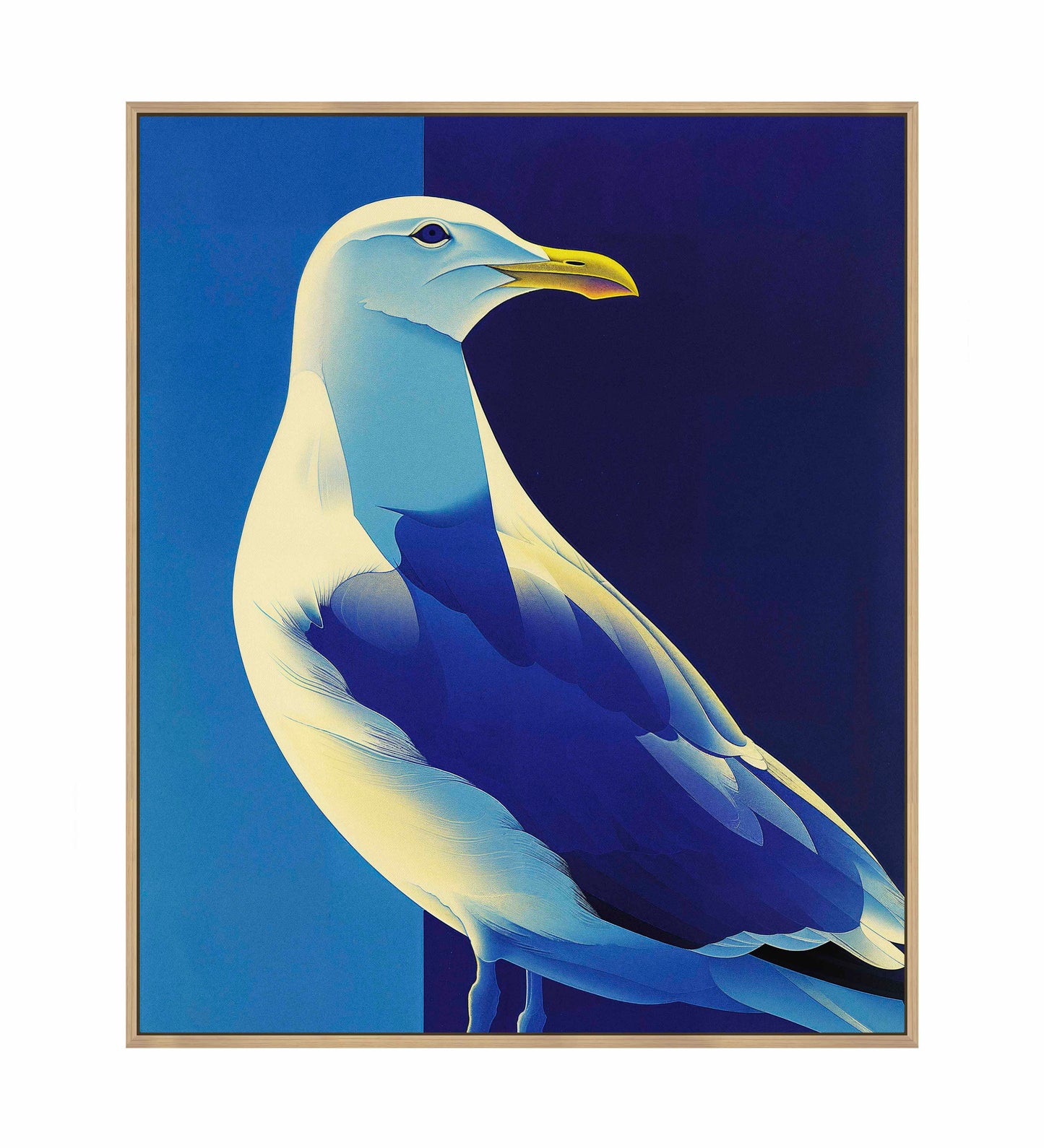 Luminous Sentinel - Seagull in Azure Light - Gallery Wrapped Canvas