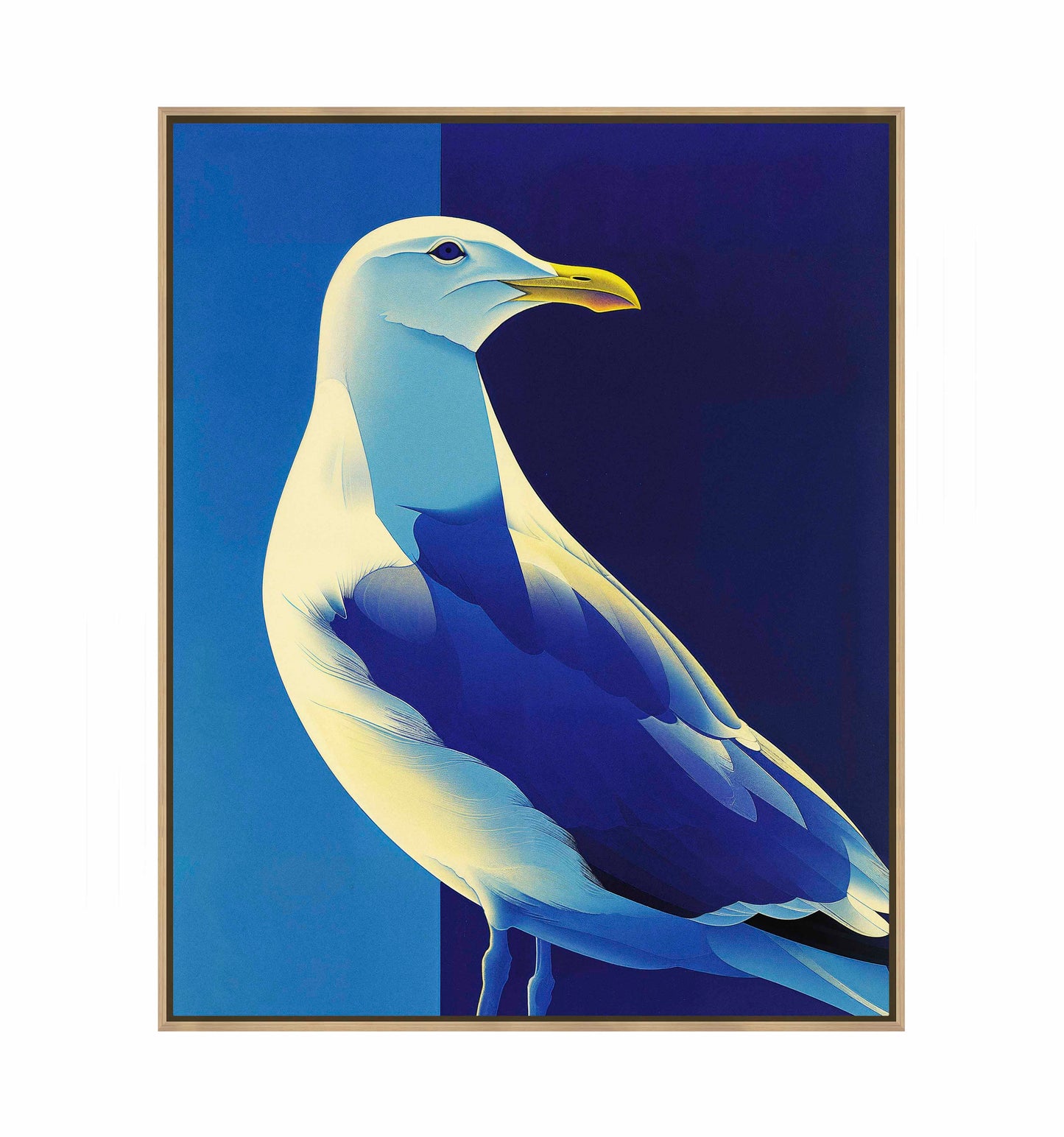 Luminous Sentinel - Seagull in Azure Light - Gallery Wrapped Canvas