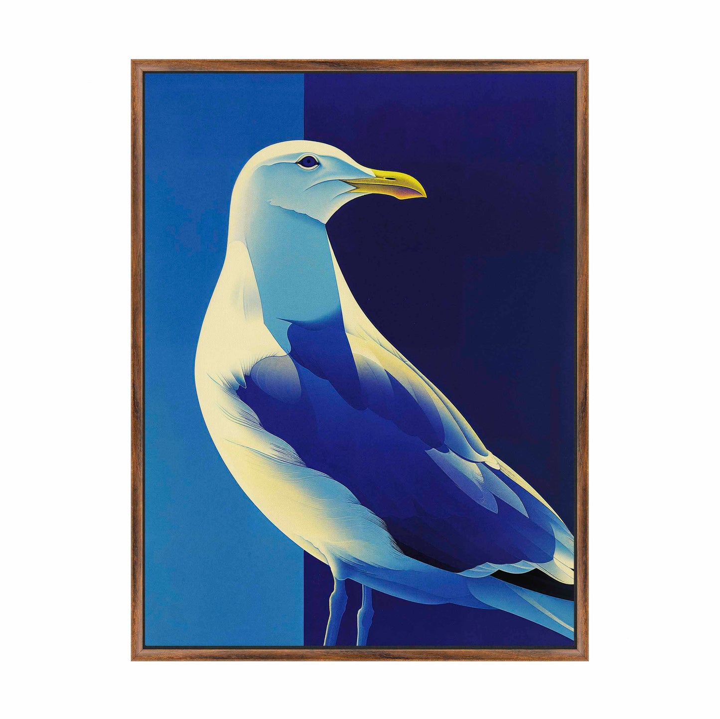 Luminous Sentinel - Seagull in Azure Light - Gallery Wrapped Canvas