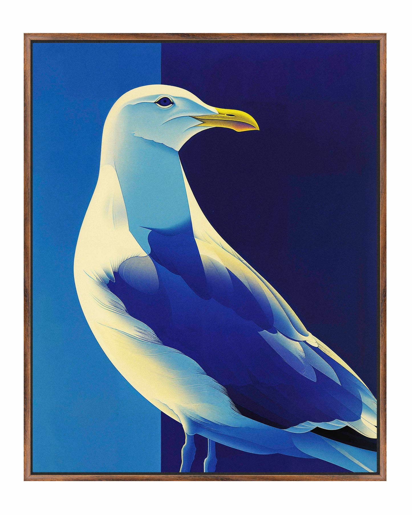 Luminous Sentinel - Seagull in Azure Light - Gallery Wrapped Canvas