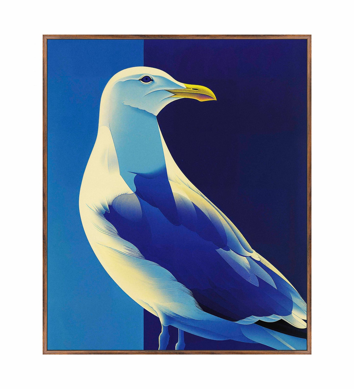 Luminous Sentinel - Seagull in Azure Light - Gallery Wrapped Canvas