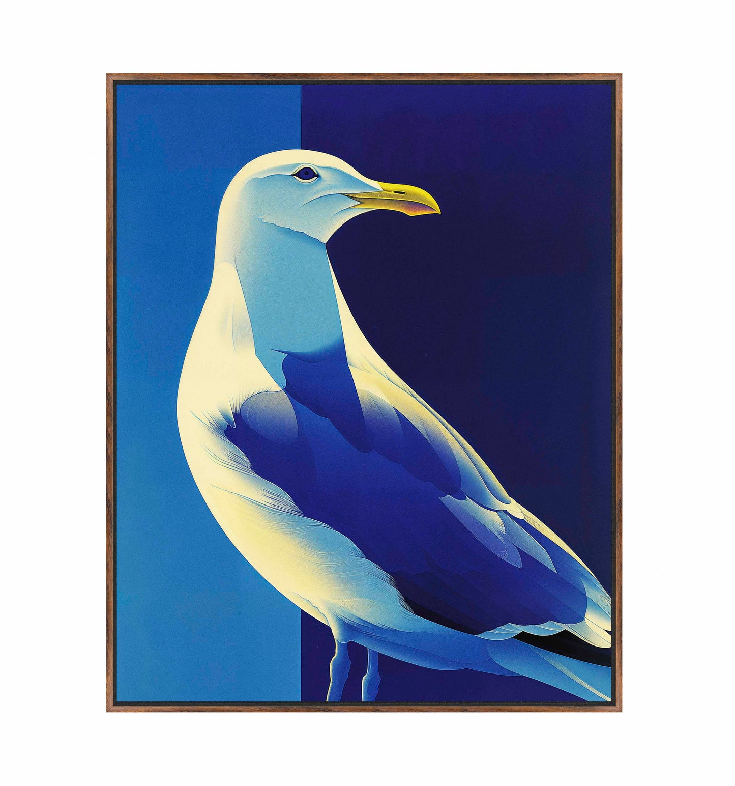 Luminous Sentinel - Seagull in Azure Light - Gallery Wrapped Canvas