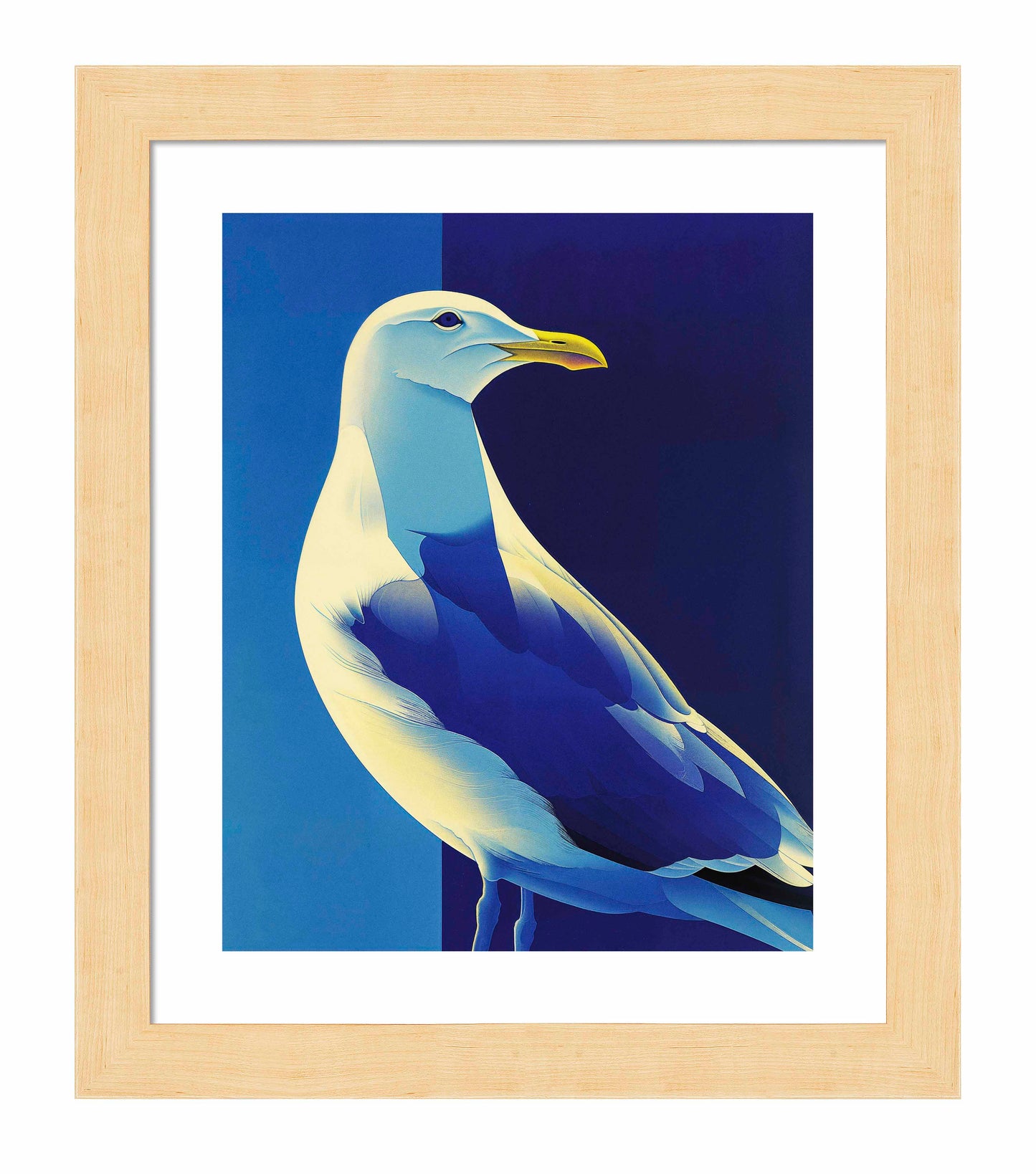 Luminous Sentinel - Seagull in Azure Light - Art Prints
