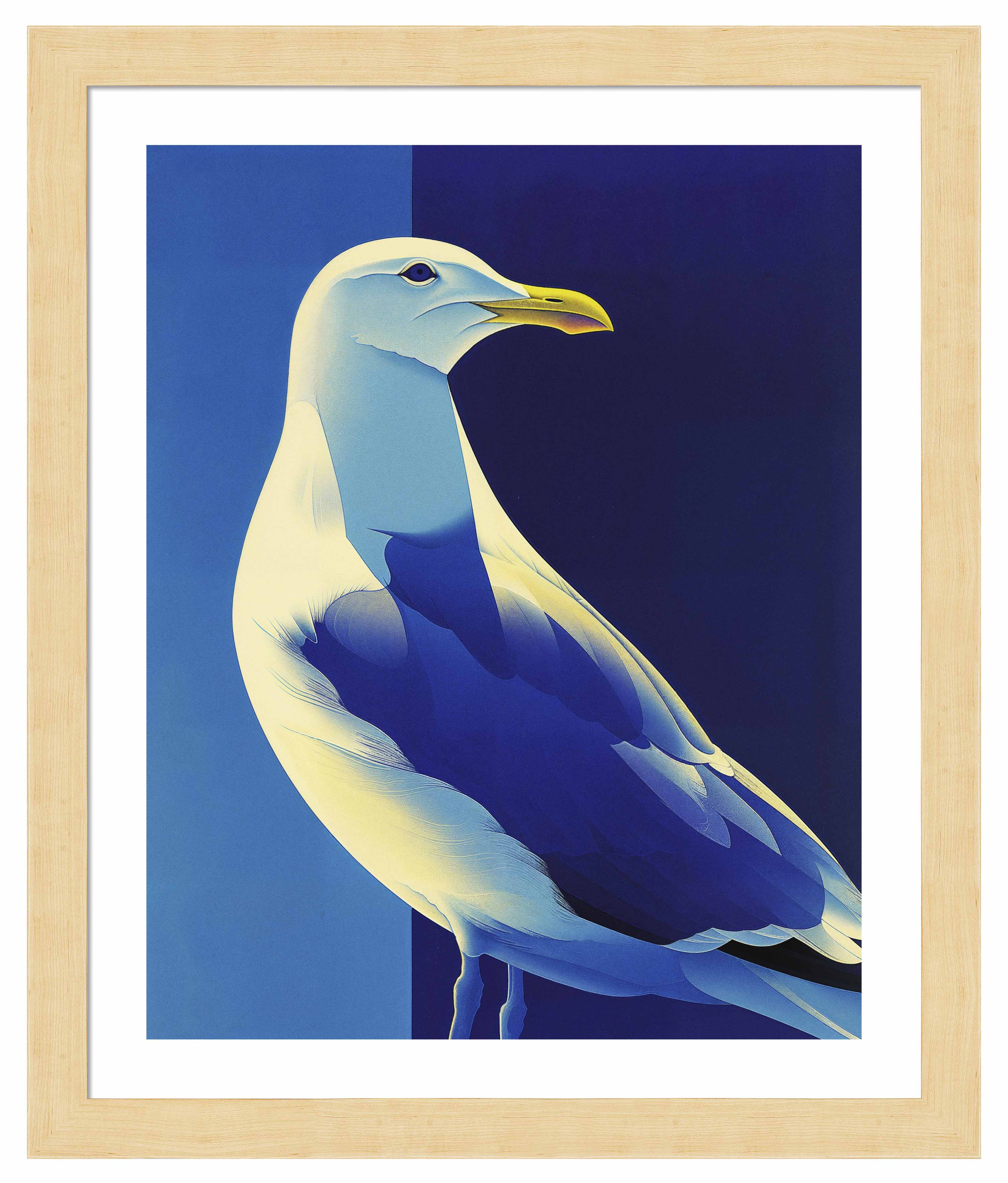 Luminous Sentinel - Seagull in Azure Light - Art Prints Art Prints