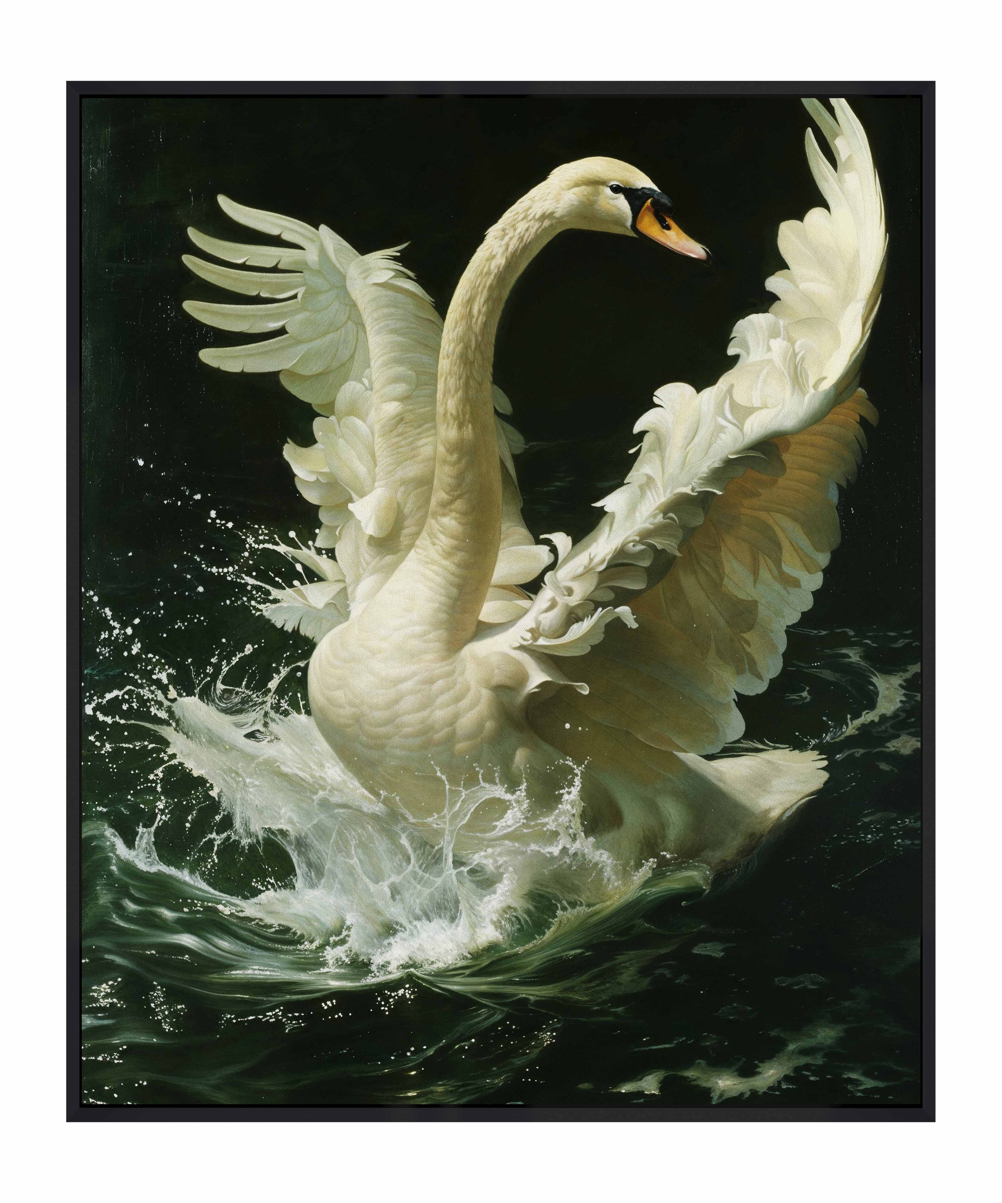 Ethereal Majesty - Swan in Flight - Gallery Wrapped Canvas Gallery
