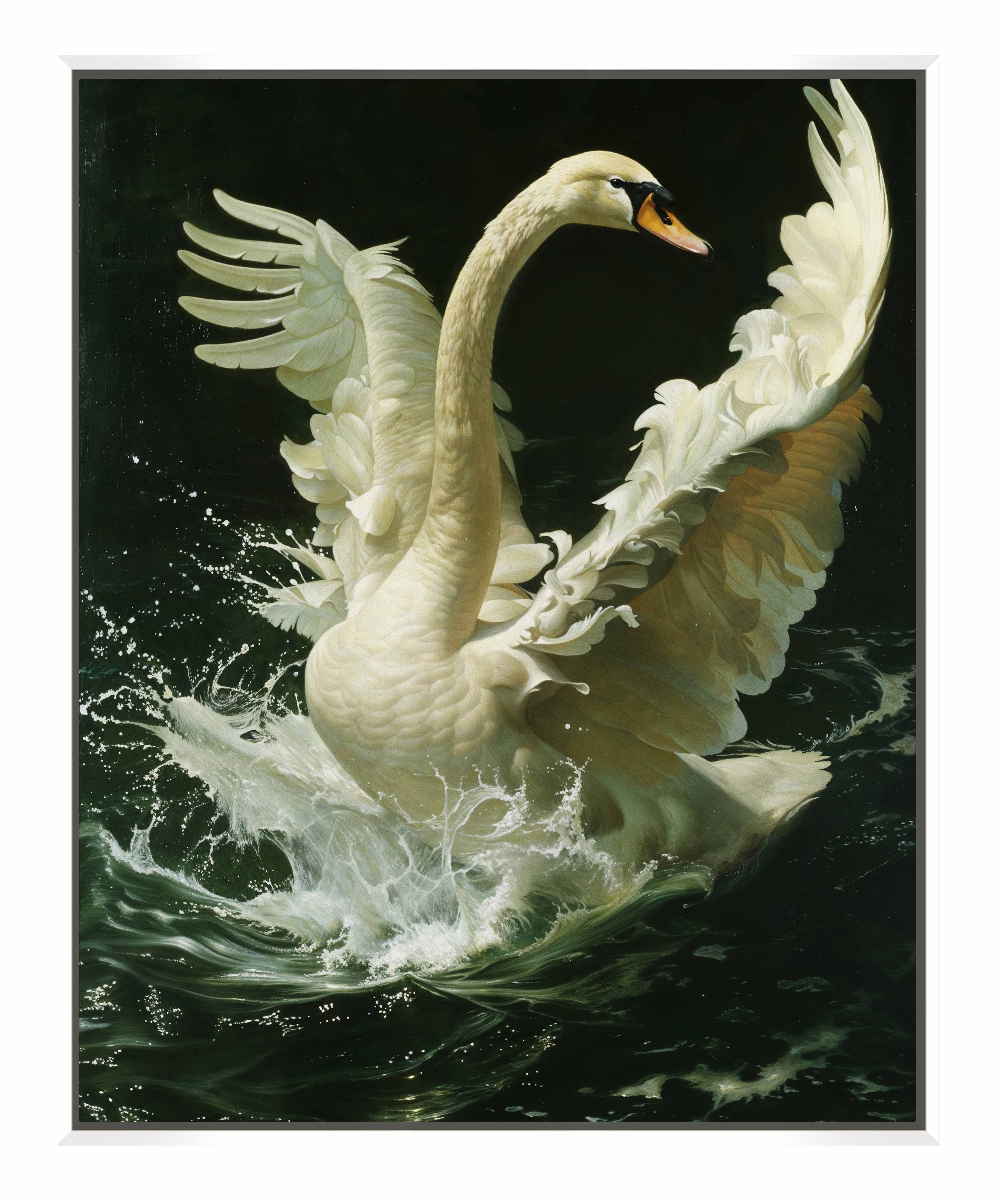 Ethereal Majesty - Swan in Flight - Gallery Wrapped Canvas Gallery