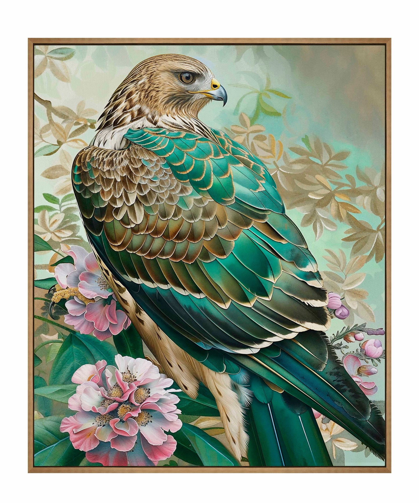 Emerald Majesty - Hawk Amidst Blossoms - Gallery Wrapped Canvas