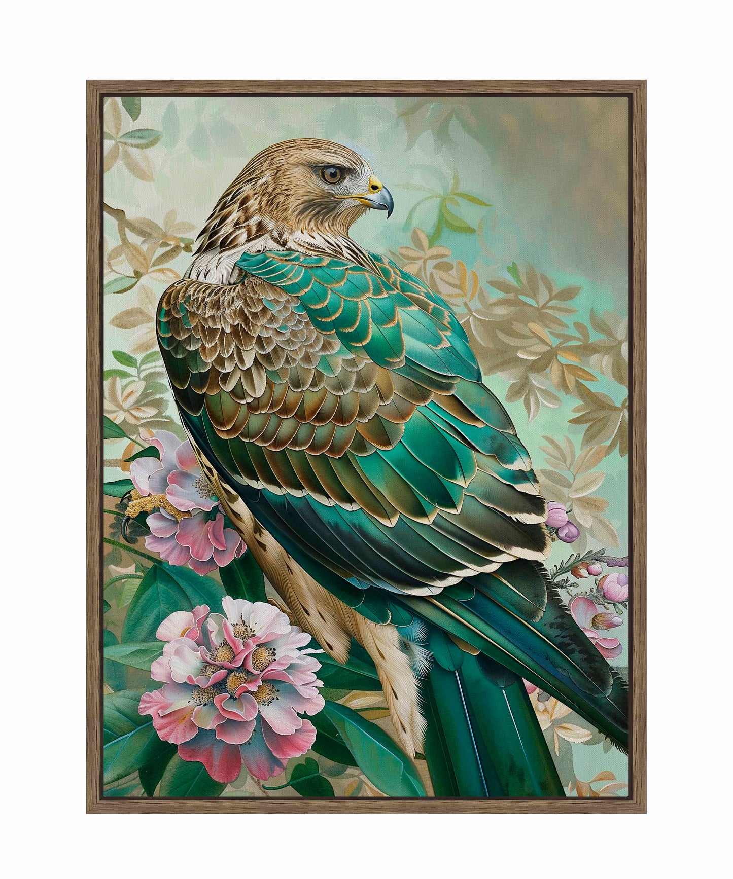 Emerald Majesty - Hawk Amidst Blossoms - Gallery Wrapped Canvas