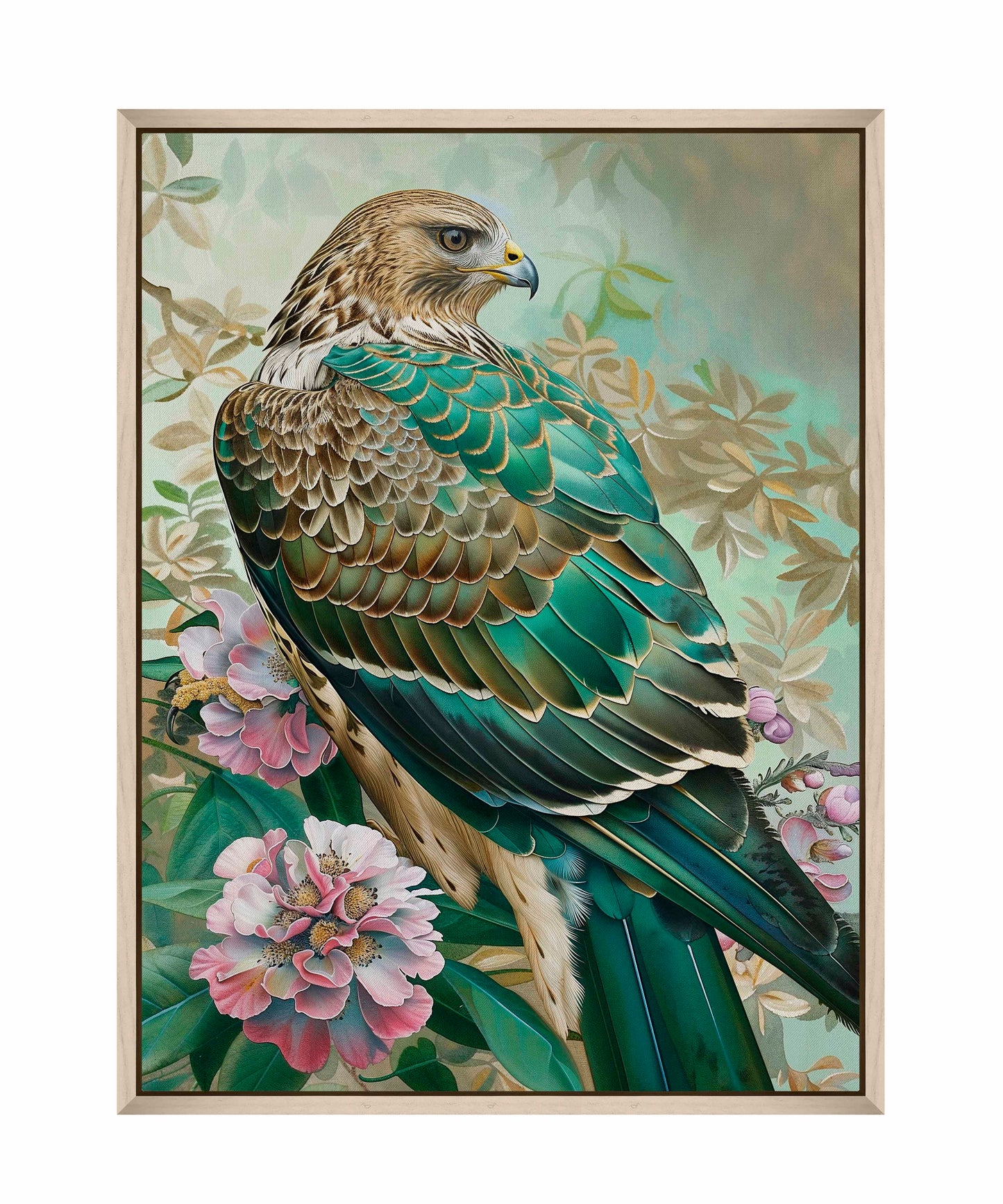 Emerald Majesty - Hawk Amidst Blossoms - Gallery Wrapped Canvas