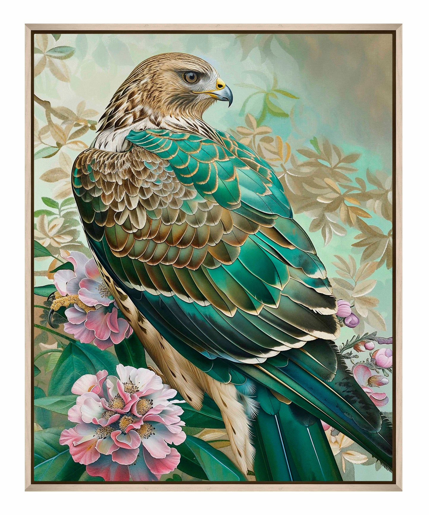Emerald Majesty - Hawk Amidst Blossoms - Gallery Wrapped Canvas