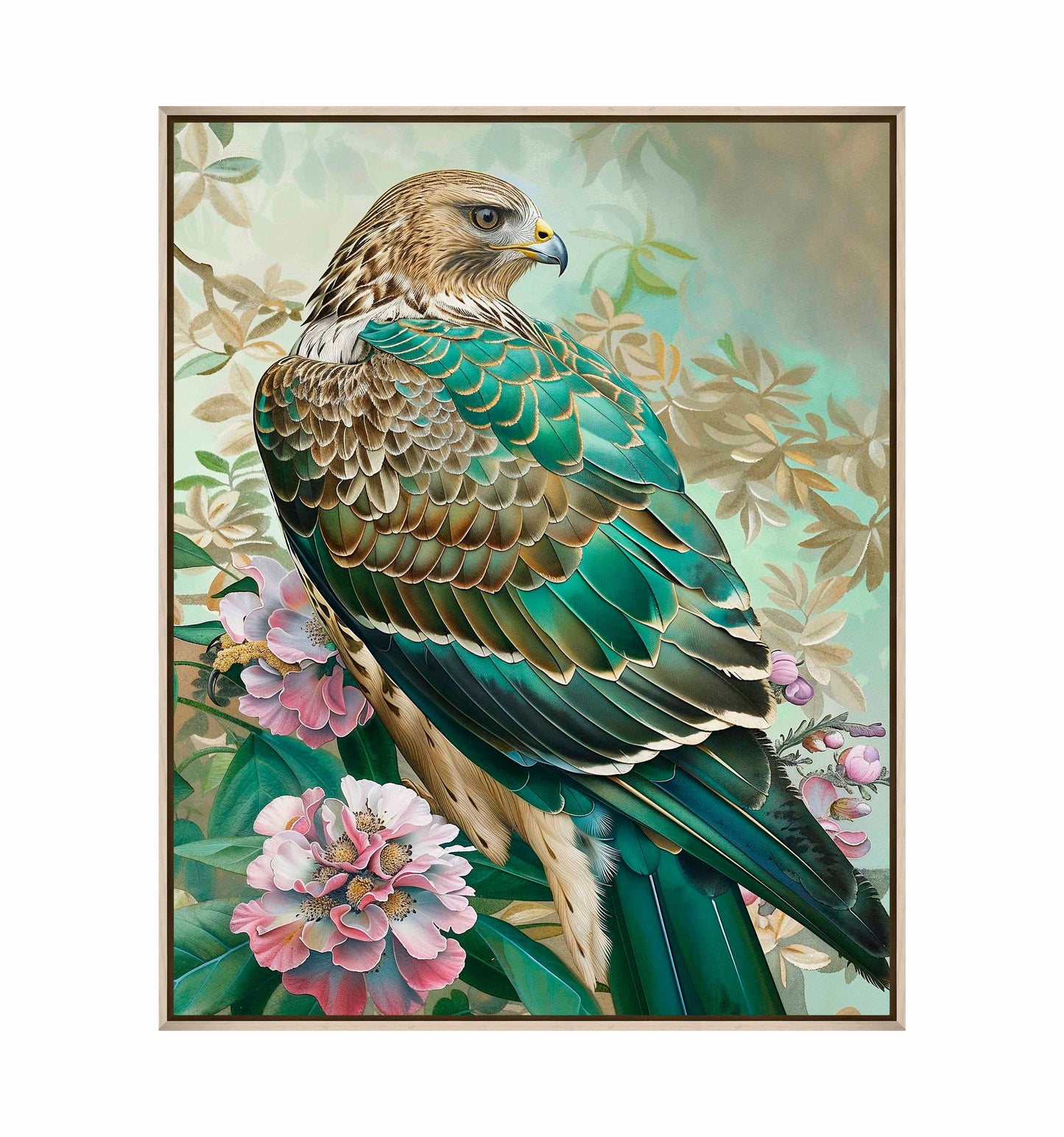 Emerald Majesty - Hawk Amidst Blossoms - Gallery Wrapped Canvas