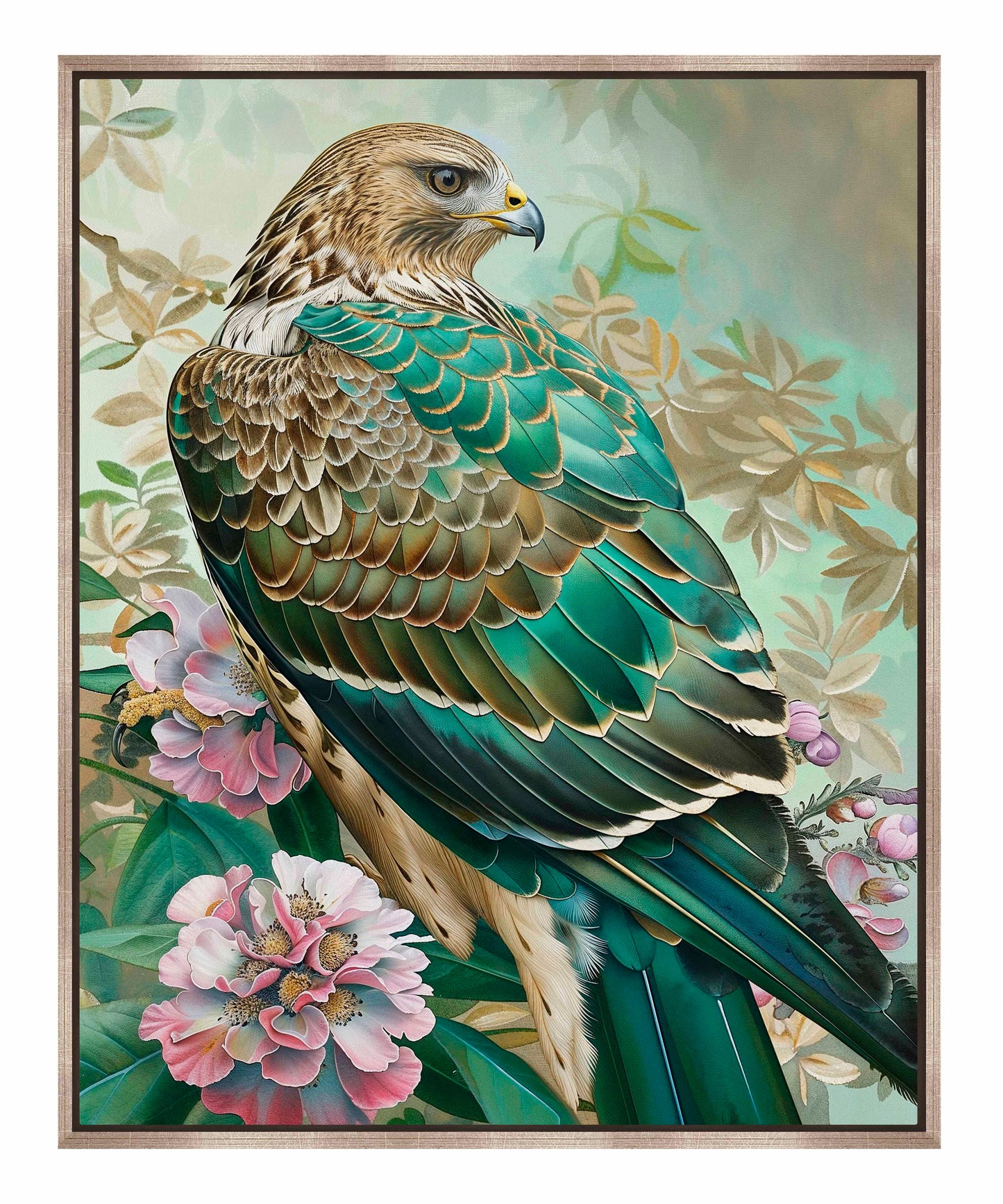 Emerald Majesty - Hawk Amidst Blossoms - Gallery Wrapped Canvas