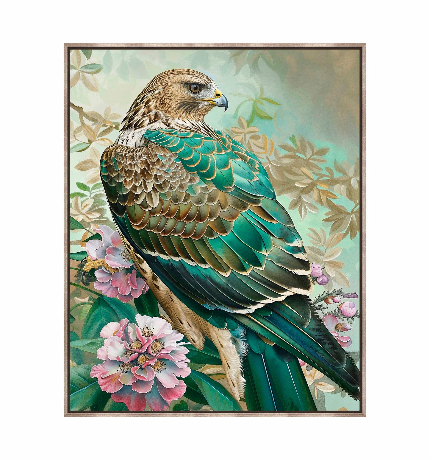 Emerald Majesty - Hawk Amidst Blossoms - Gallery Wrapped Canvas