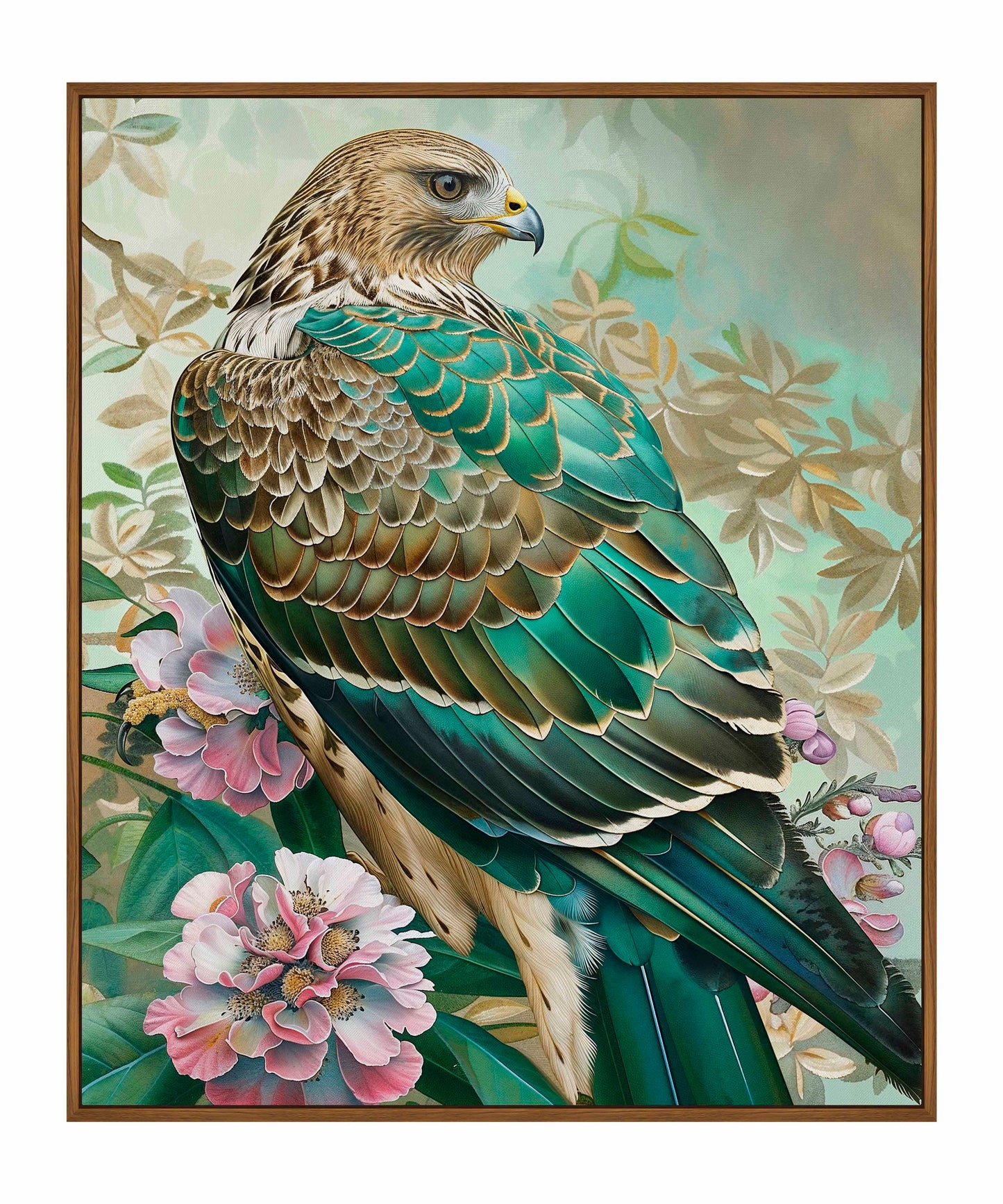 Emerald Majesty - Hawk Amidst Blossoms - Gallery Wrapped Canvas