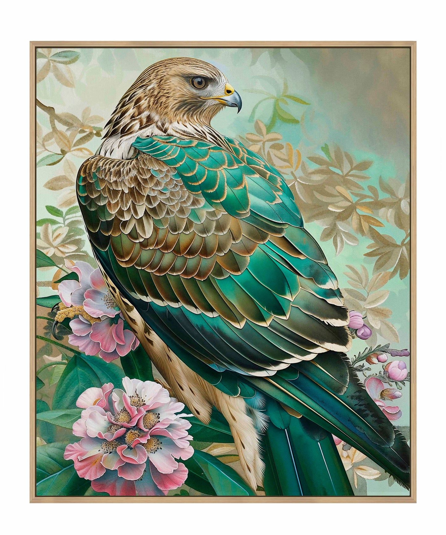 Emerald Majesty - Hawk Amidst Blossoms - Gallery Wrapped Canvas