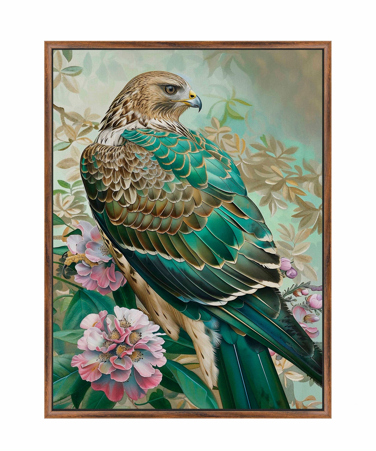 Emerald Majesty - Hawk Amidst Blossoms - Gallery Wrapped Canvas