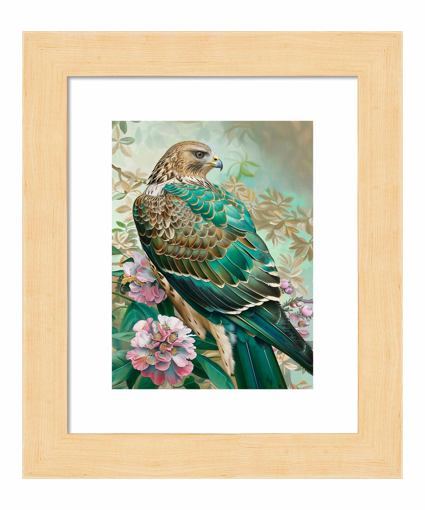 Emerald Majesty - Hawk Amidst Blossoms - Art Prints
