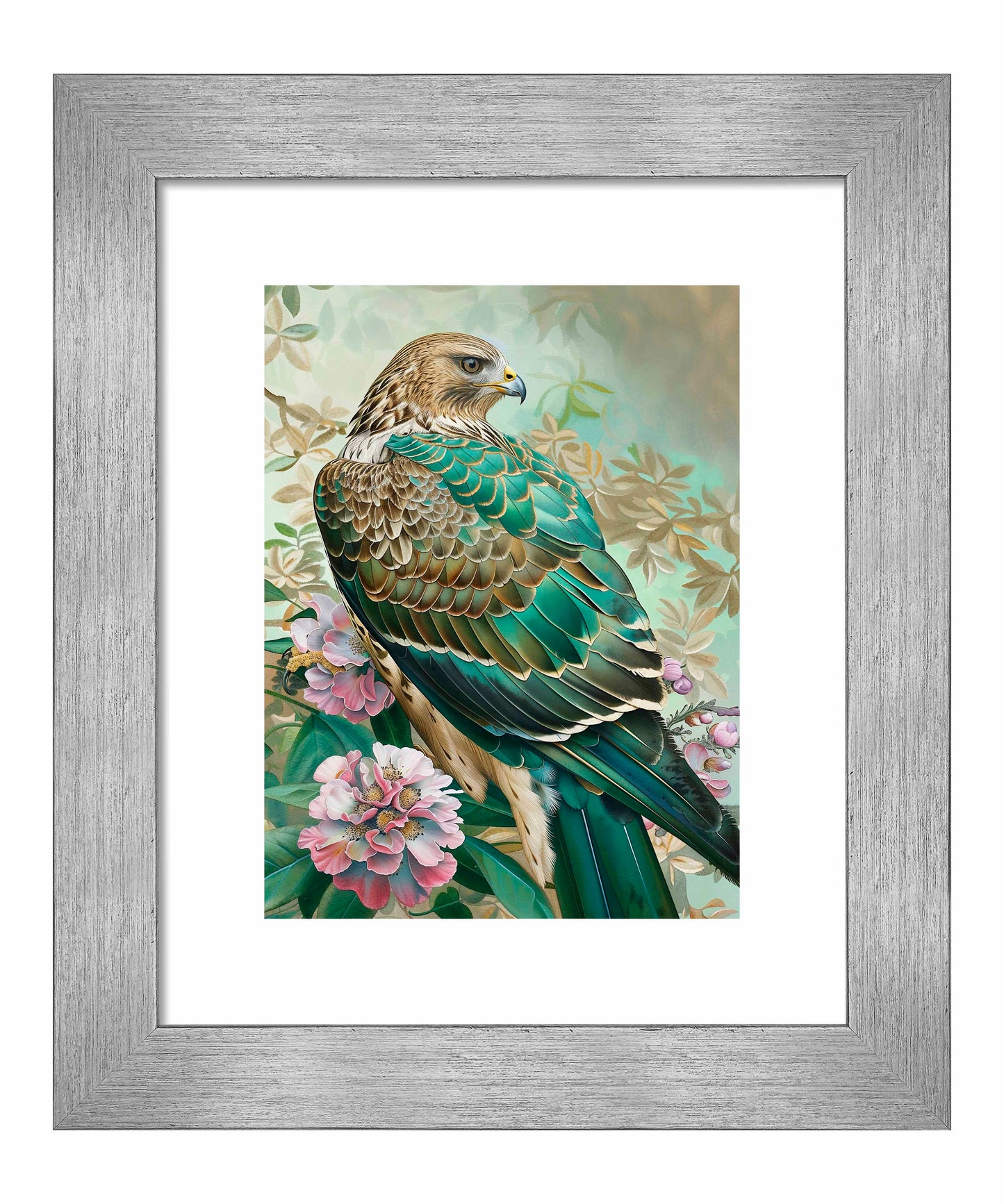 Emerald Majesty - Hawk Amidst Blossoms - Art Prints