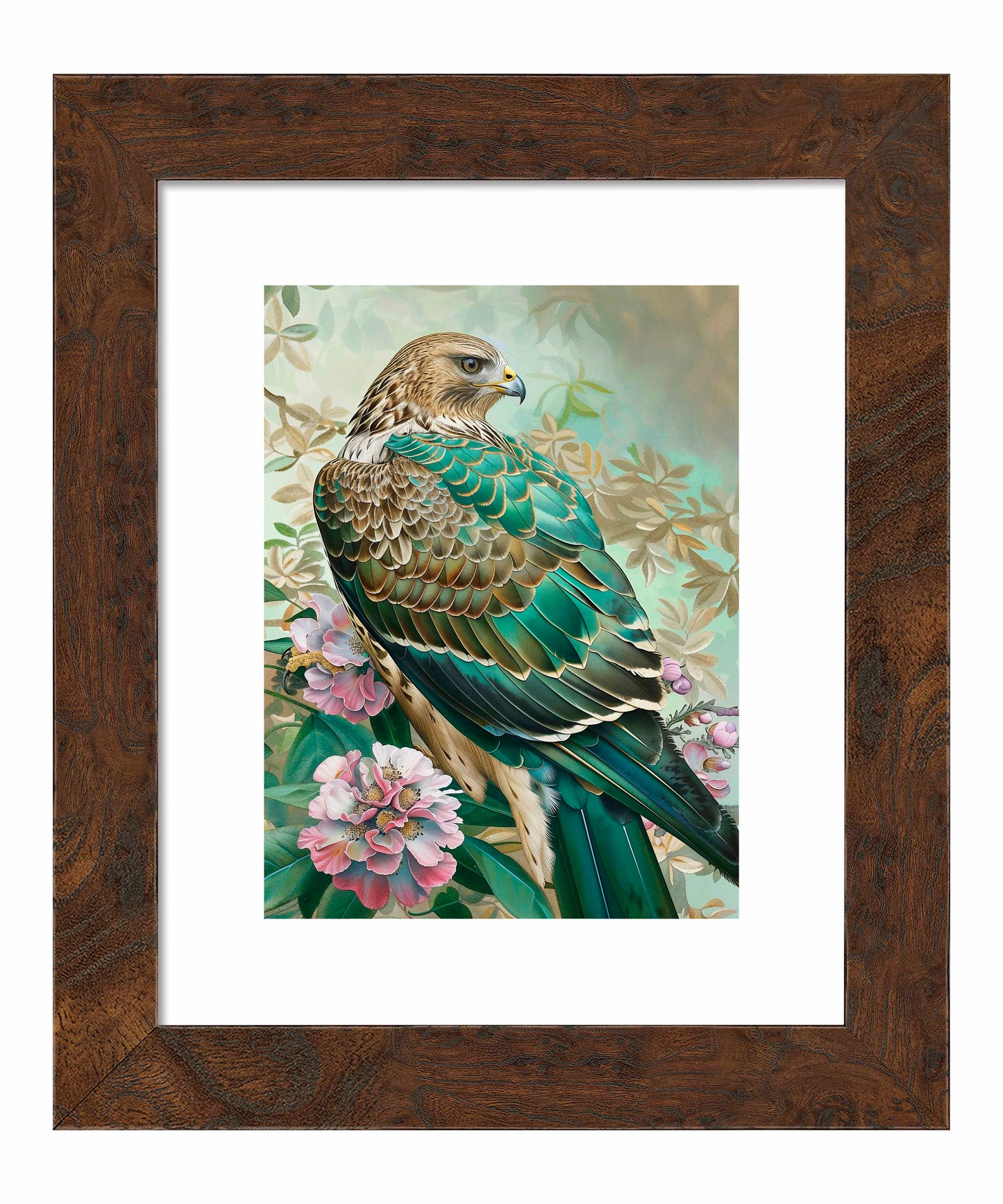 Emerald Majesty - Hawk Amidst Blossoms - Art Prints
