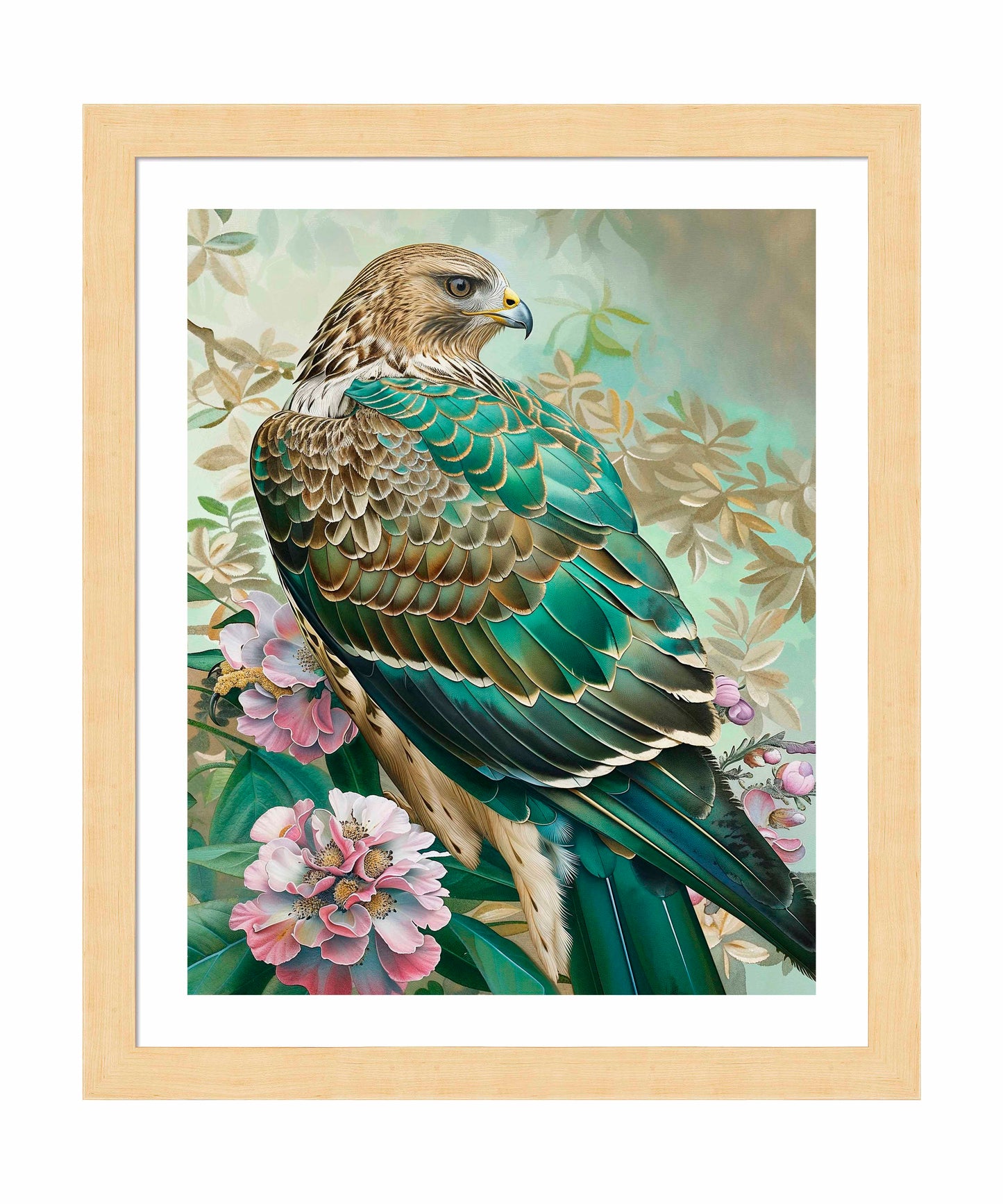 Emerald Majesty - Hawk Amidst Blossoms - Art Prints