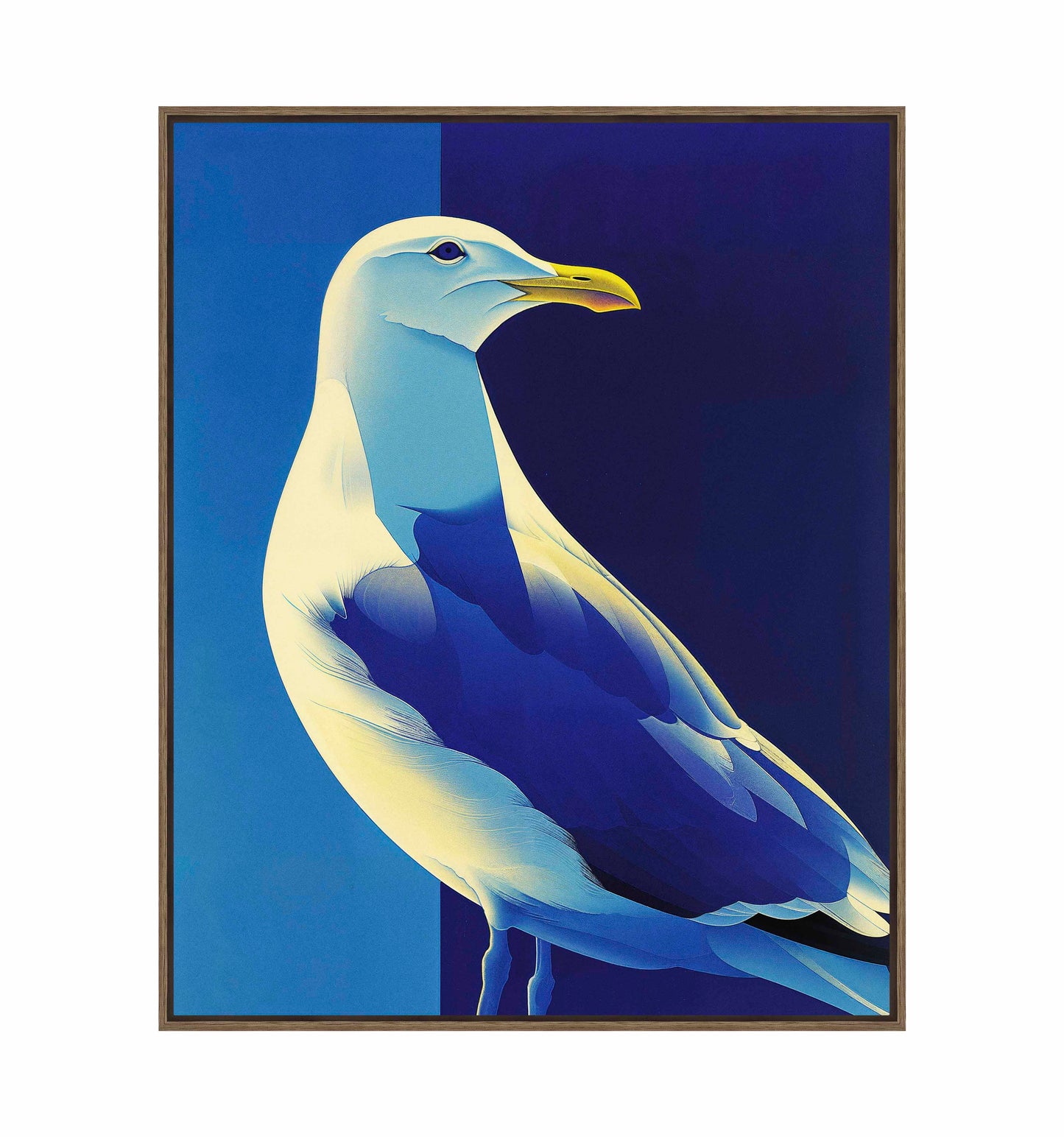 Luminous Sentinel - Seagull in Azure Light - Gallery Wrapped Canvas