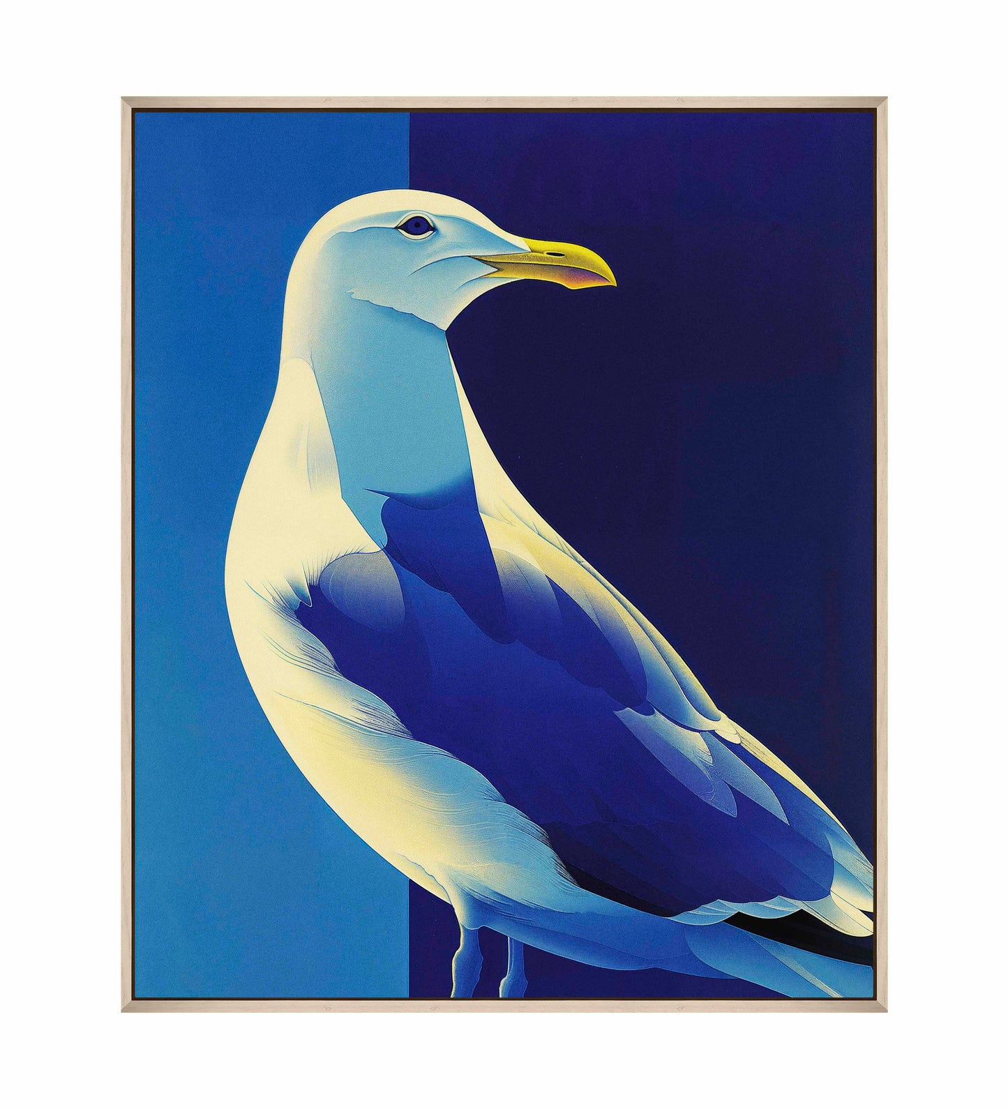 Luminous Sentinel - Seagull in Azure Light - Gallery Wrapped Canvas