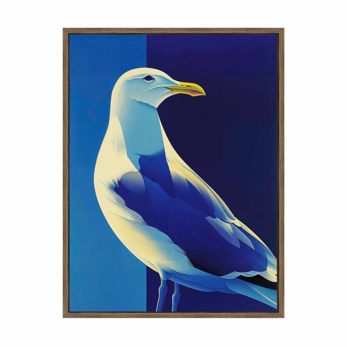 Luminous Sentinel - Seagull in Azure Light - Gallery Wrapped Canvas