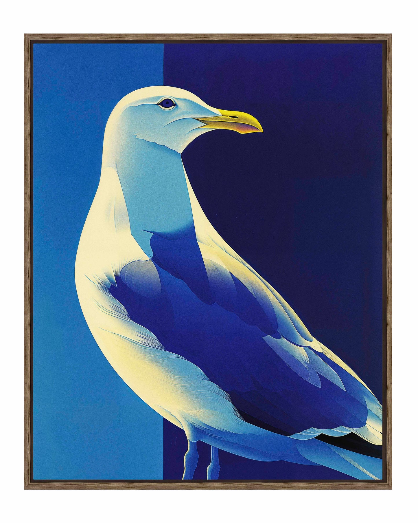 Luminous Sentinel - Seagull in Azure Light - Gallery Wrapped Canvas
