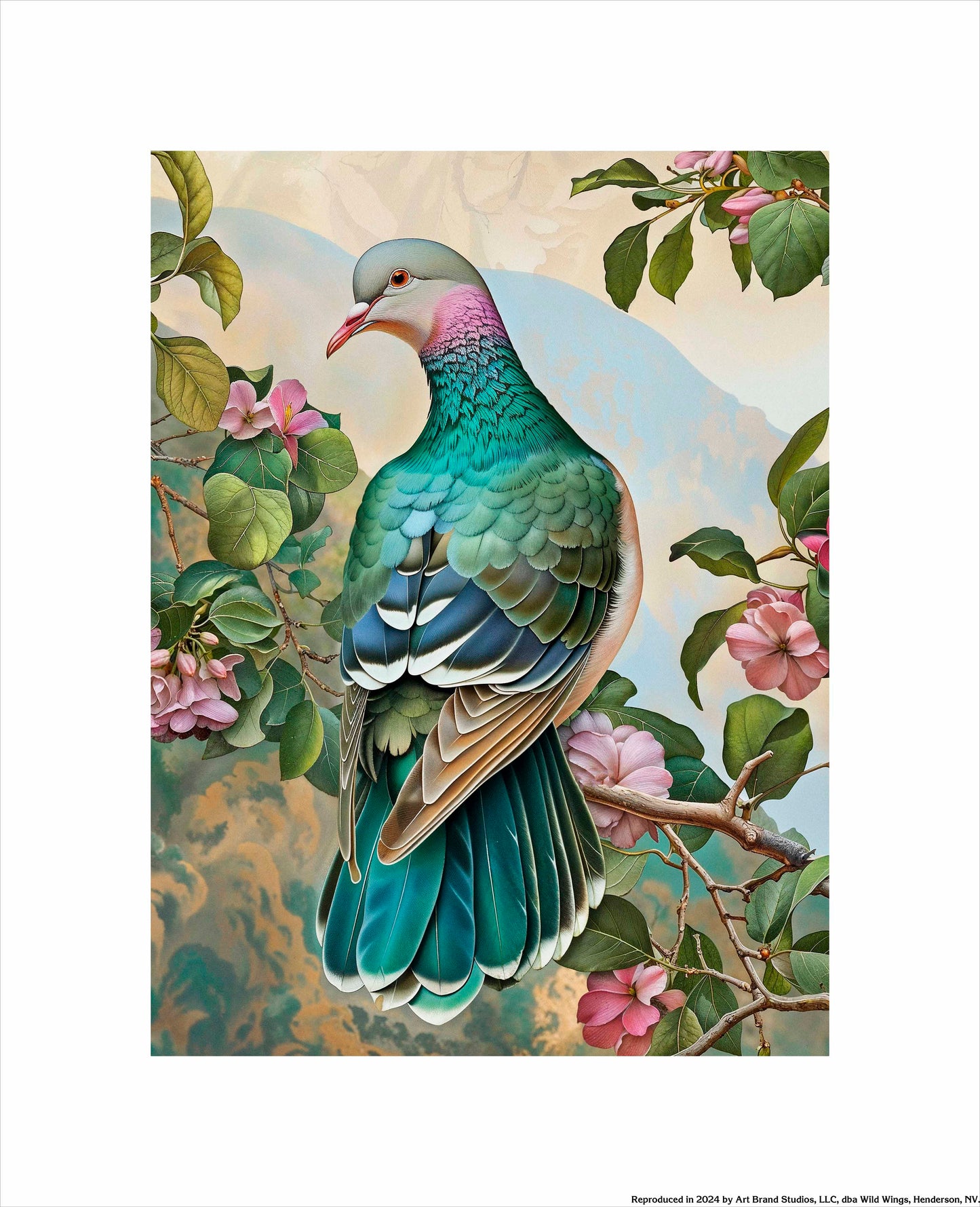 Verdant Splendor - Dove Amidst Blossoms  - Art Prints