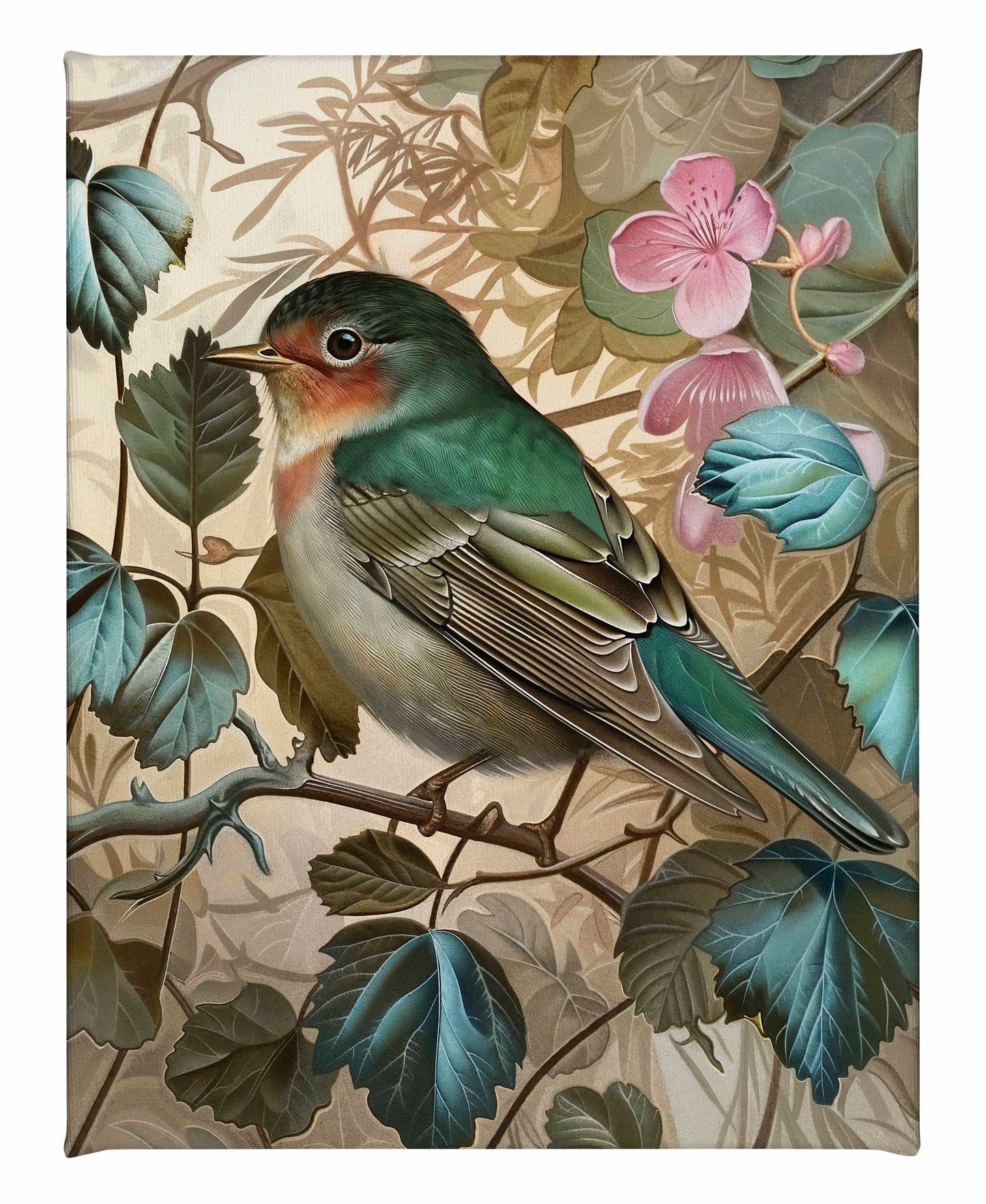 Sweet Melody - Songbird Among Blossoms - Gallery Wrapped Canvas