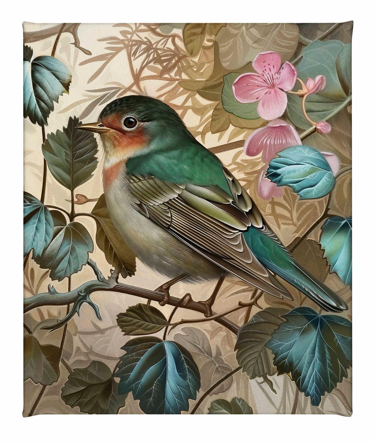 Sweet Melody - Songbird Among Blossoms - Gallery Wrapped Canvas