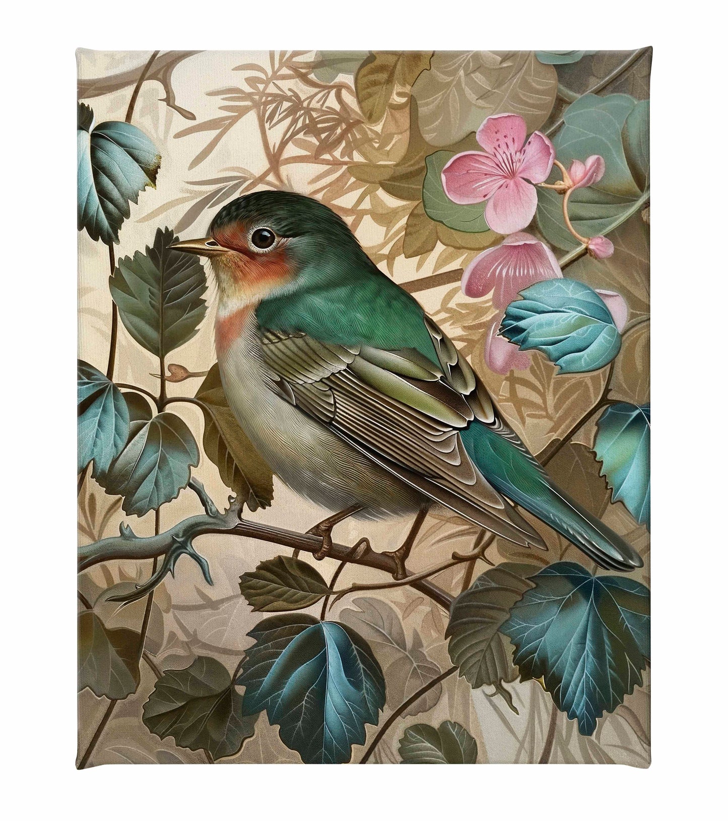 Sweet Melody - Songbird Among Blossoms - Gallery Wrapped Canvas