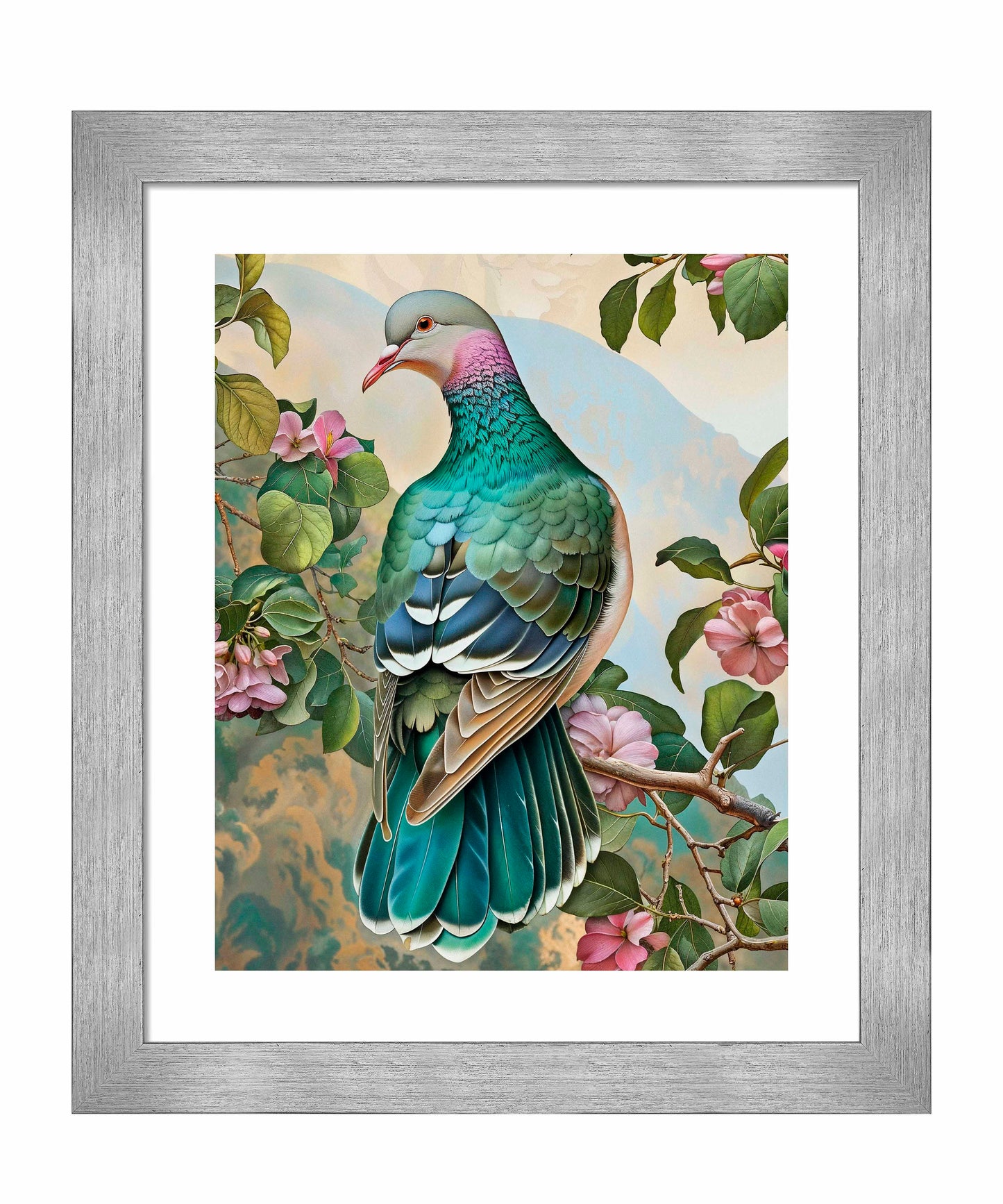 Verdant Splendor - Dove Amidst Blossoms  - Art Prints
