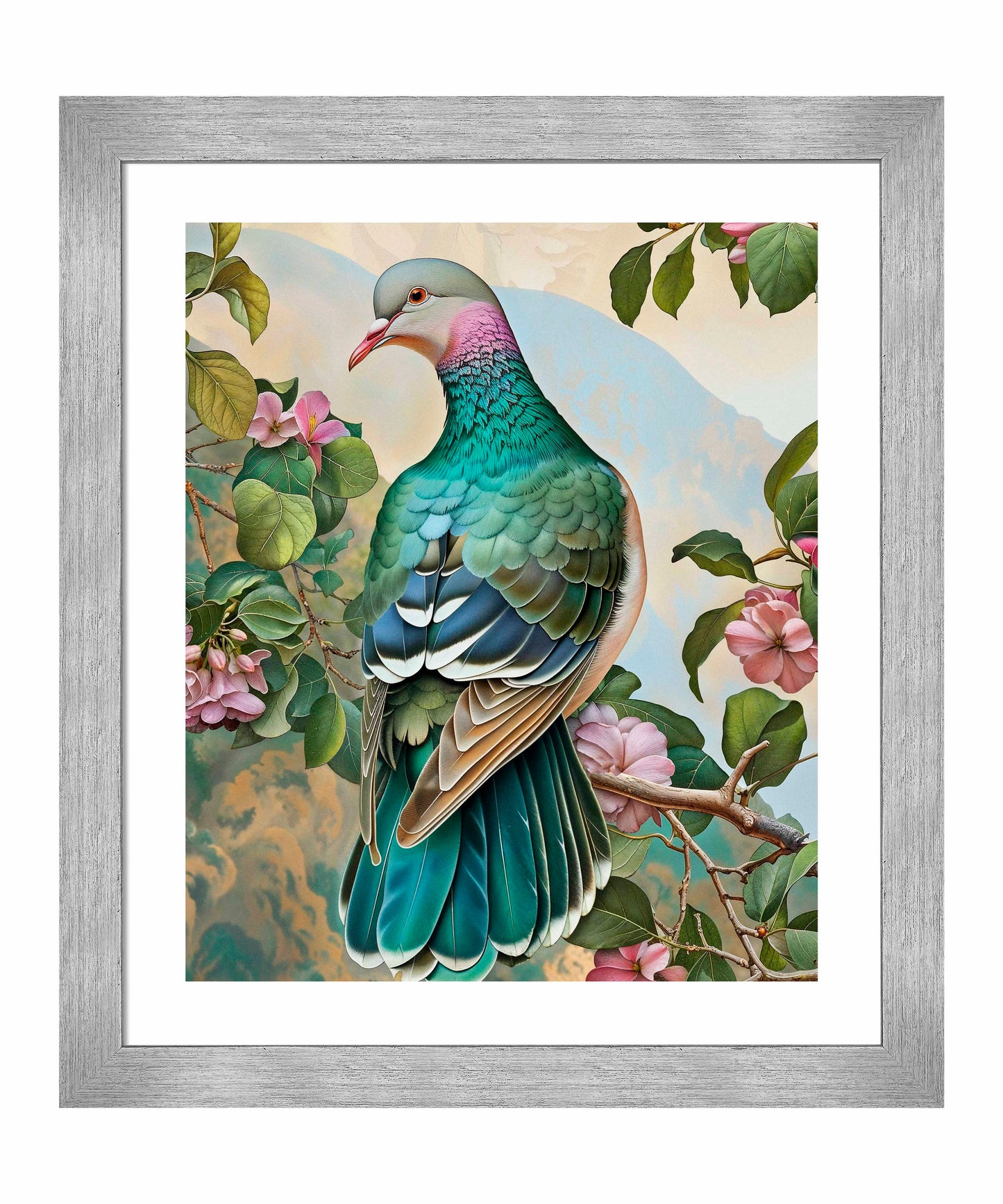 Verdant Splendor - Dove Amidst Blossoms  - Art Prints
