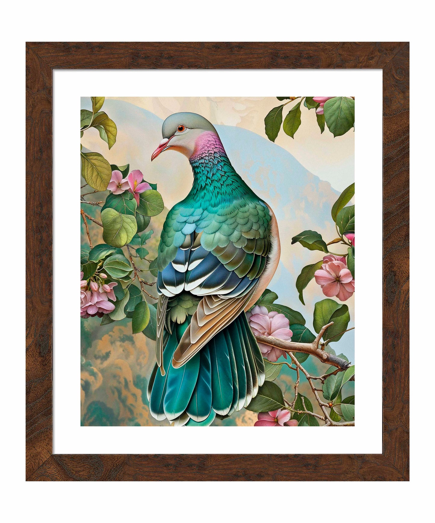 Verdant Splendor - Dove Amidst Blossoms  - Art Prints
