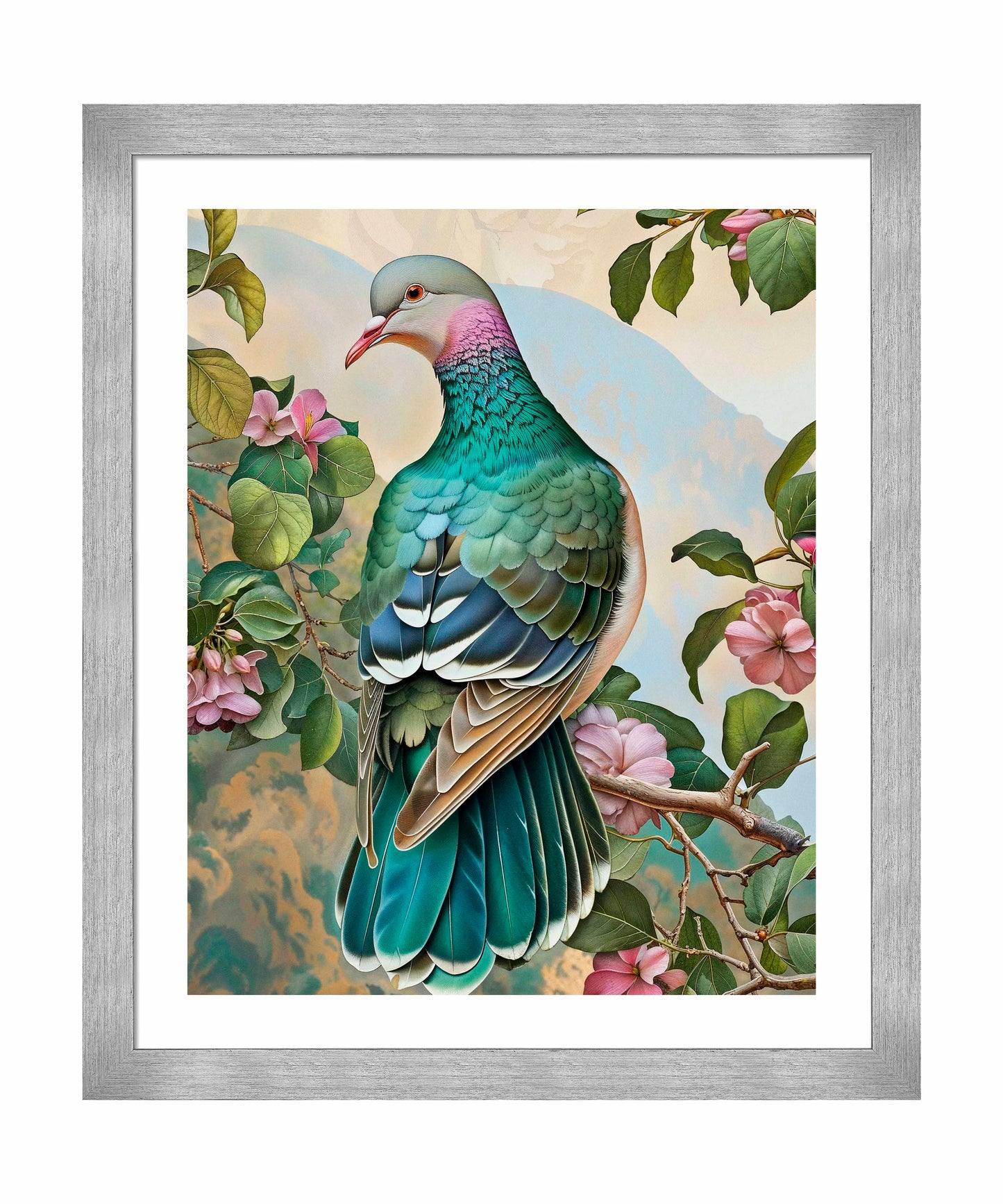 Verdant Splendor - Dove Amidst Blossoms  - Art Prints