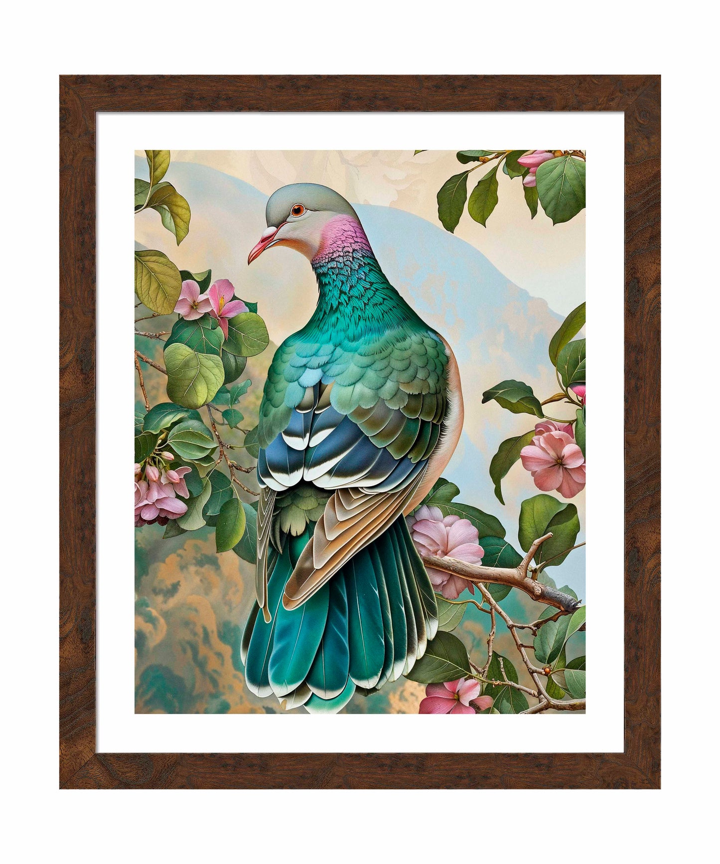 Verdant Splendor - Dove Amidst Blossoms  - Art Prints