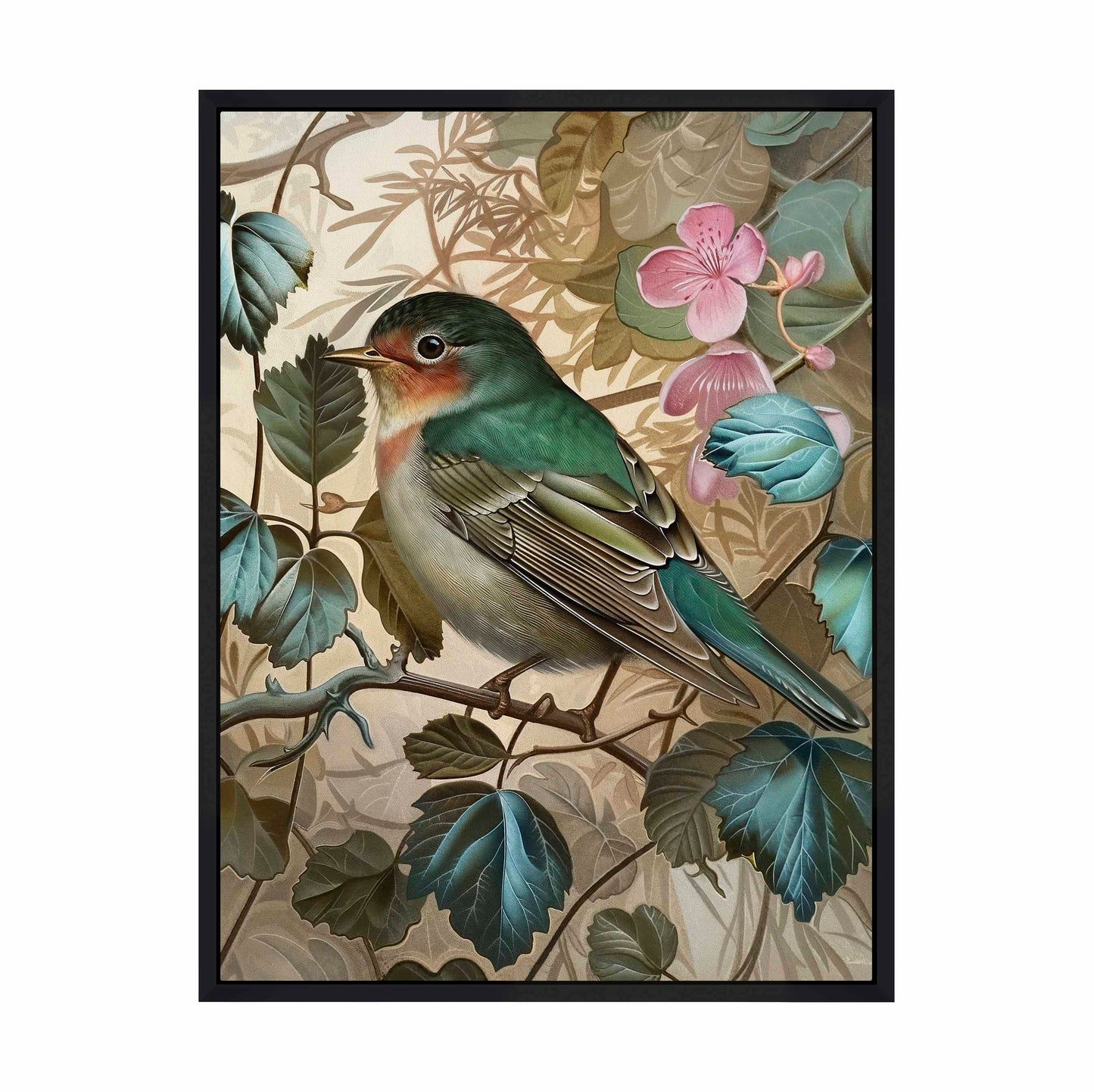 Sweet Melody - Songbird Among Blossoms - Gallery Wrapped Canvas