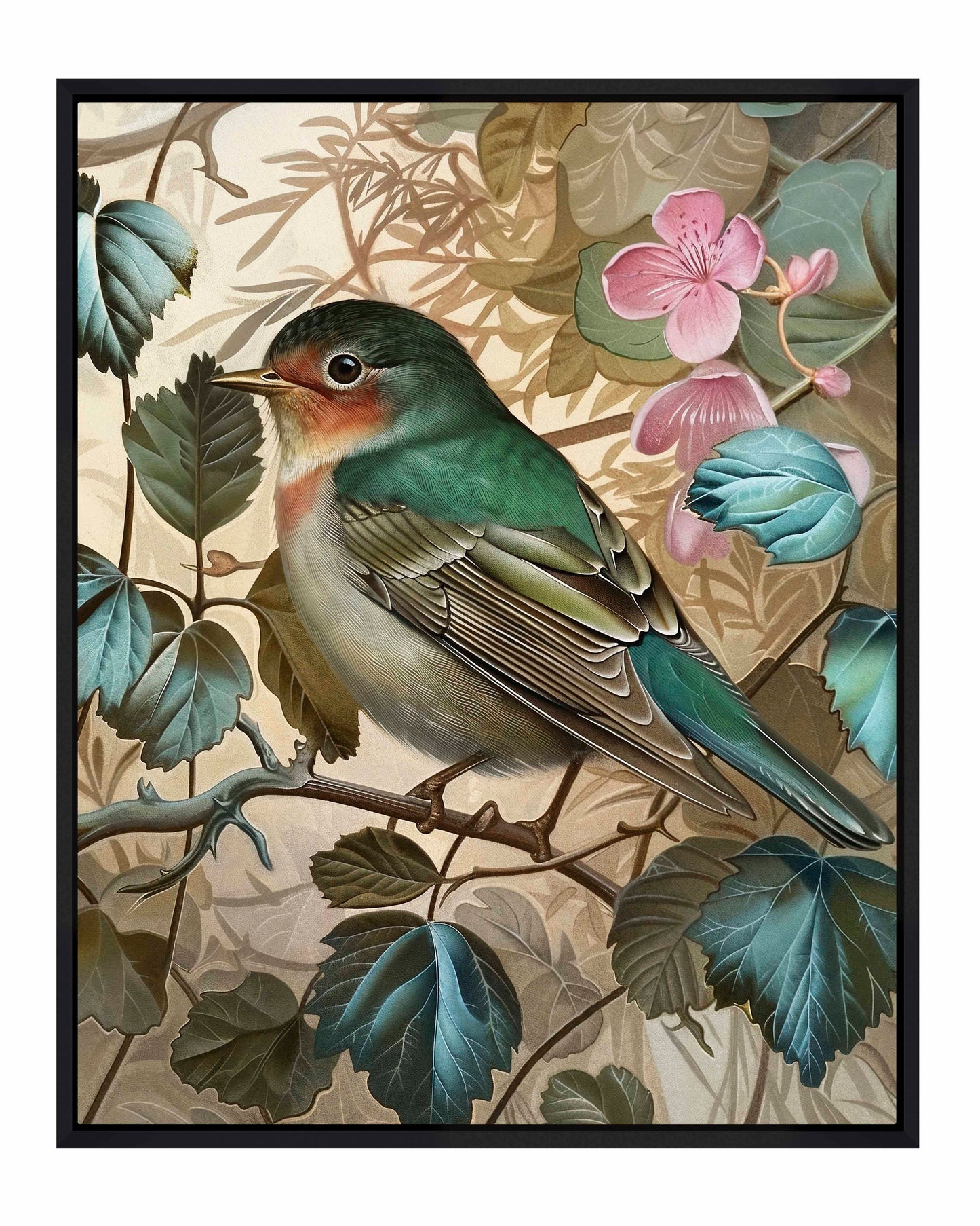 Sweet Melody - Songbird Among Blossoms - Gallery Wrapped Canvas