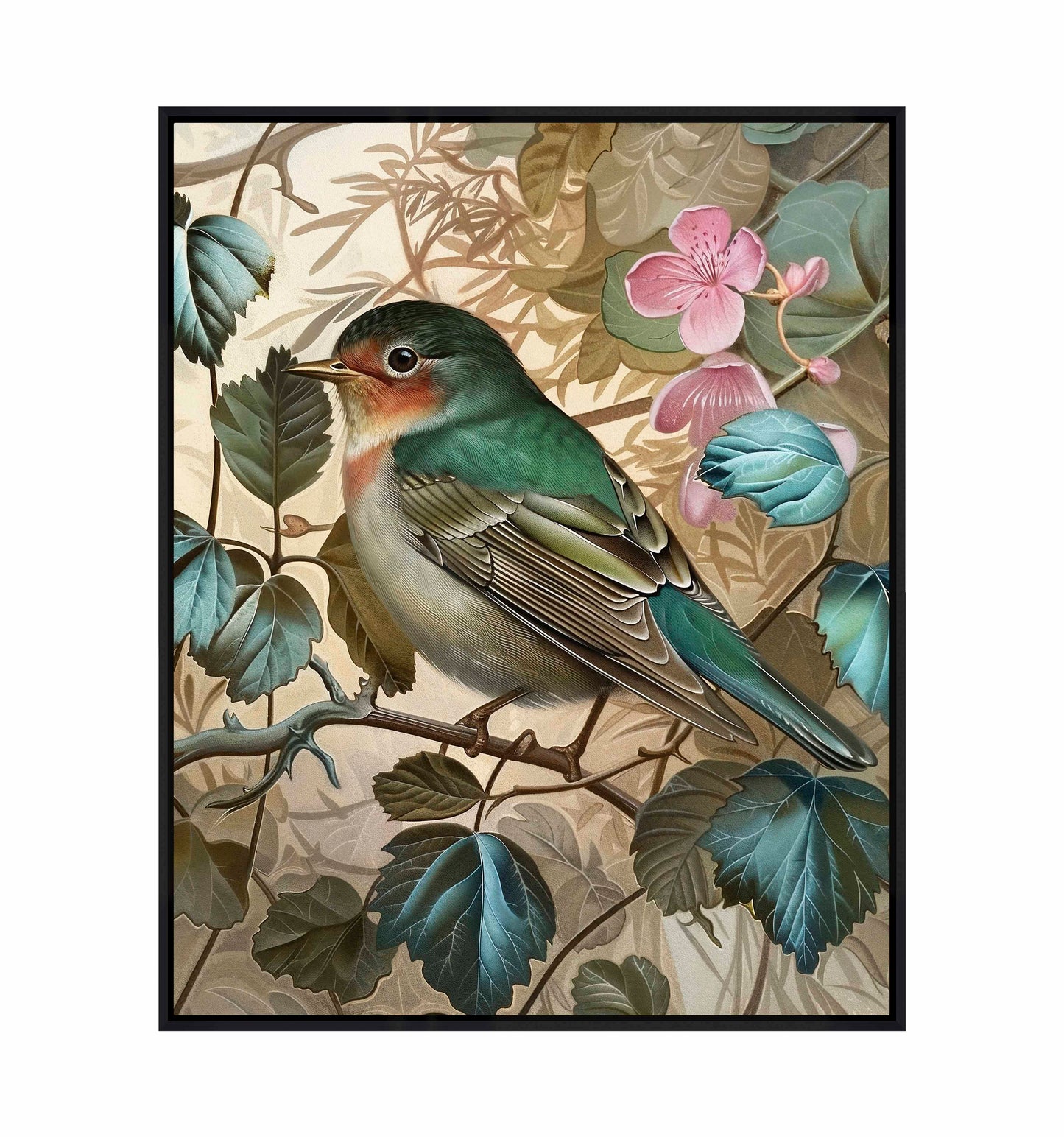 Sweet Melody - Songbird Among Blossoms - Gallery Wrapped Canvas
