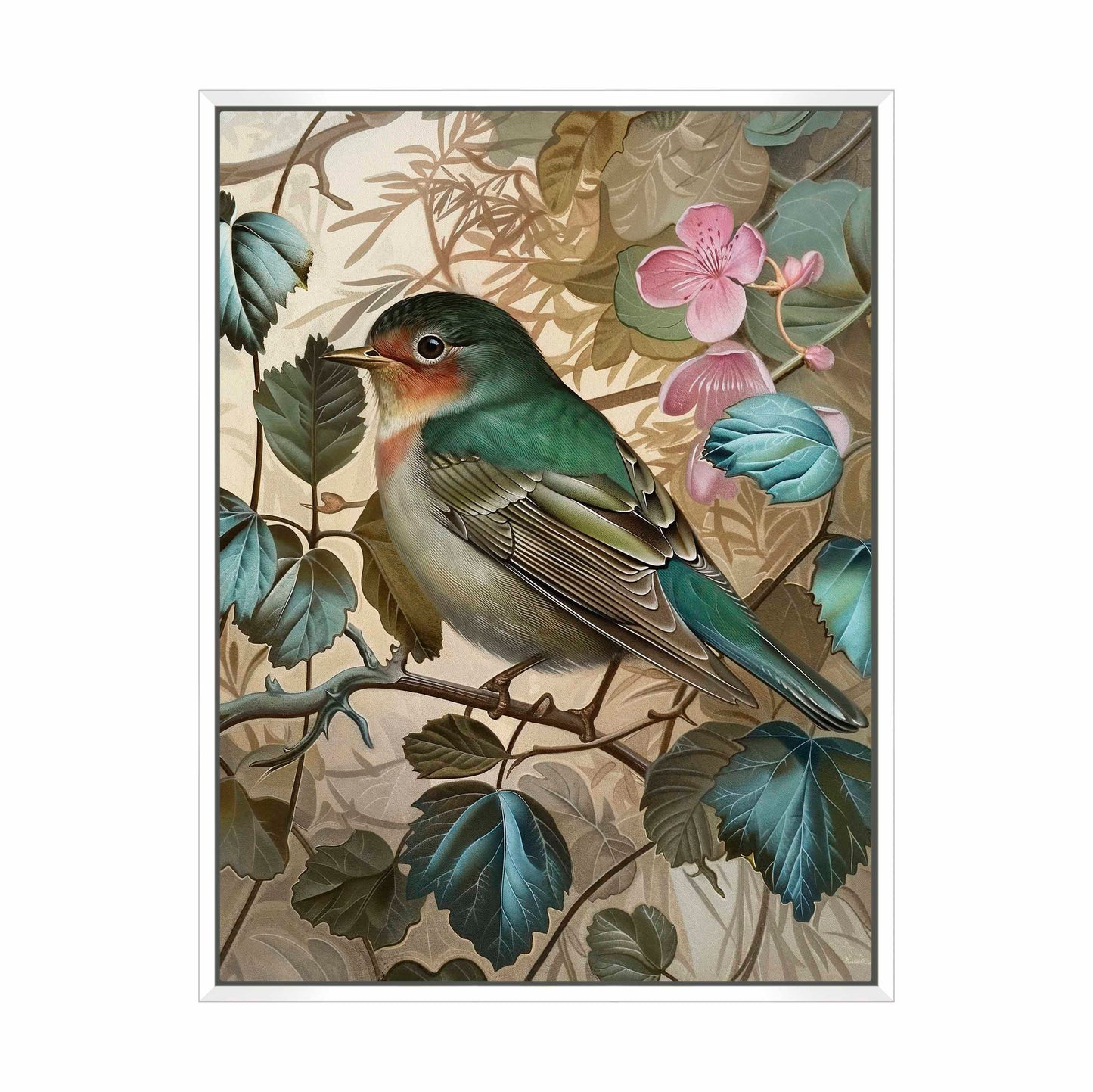 Sweet Melody - Songbird Among Blossoms - Gallery Wrapped Canvas