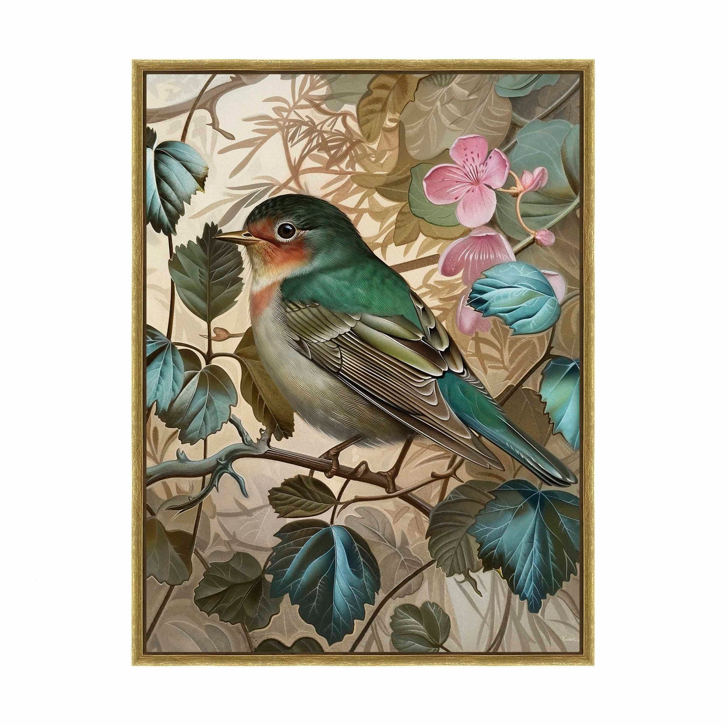 Sweet Melody - Songbird Among Blossoms - Gallery Wrapped Canvas
