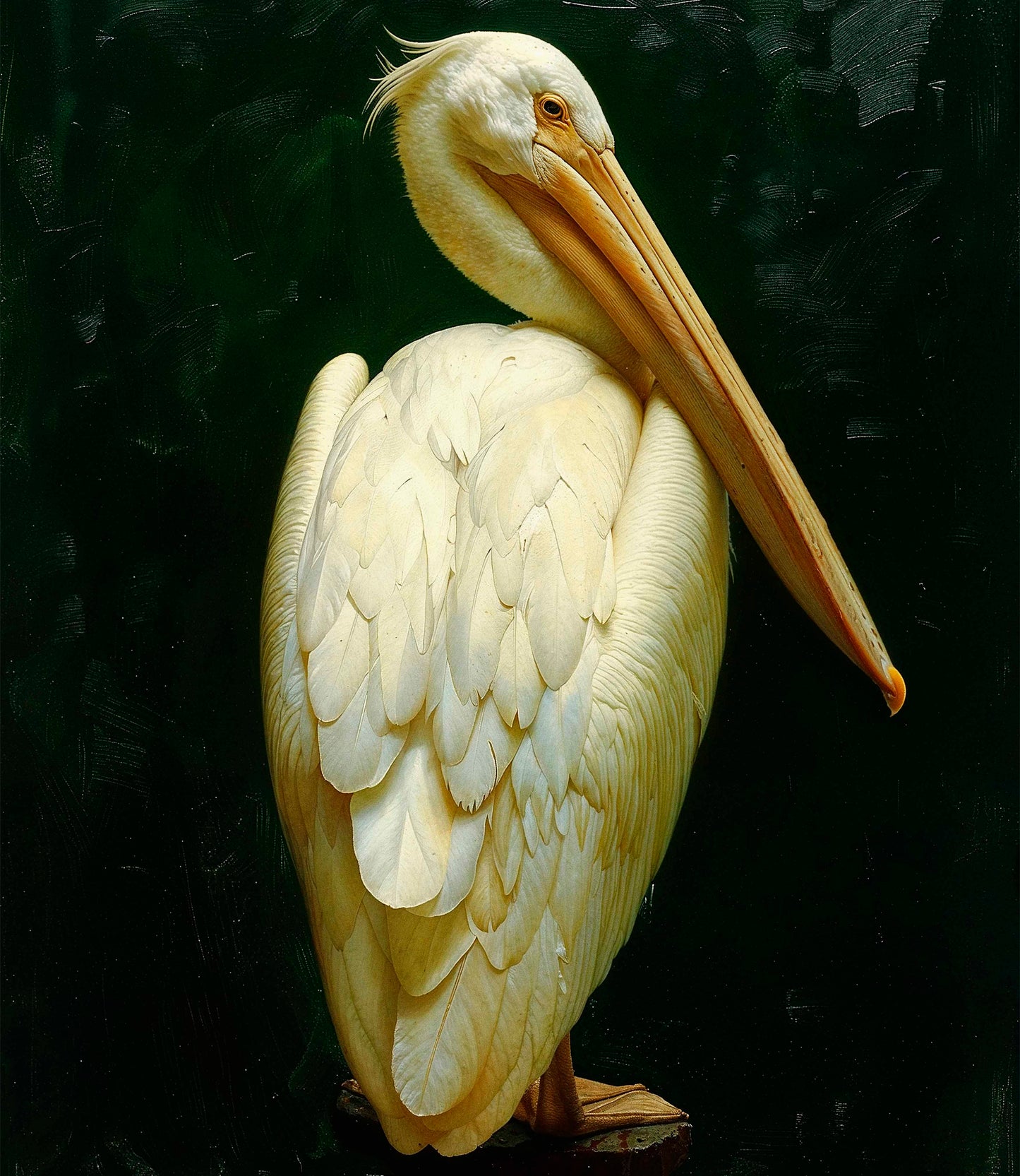 Regal Poise - Pelican in Ivory Elegance - Limited Edition Canvas
