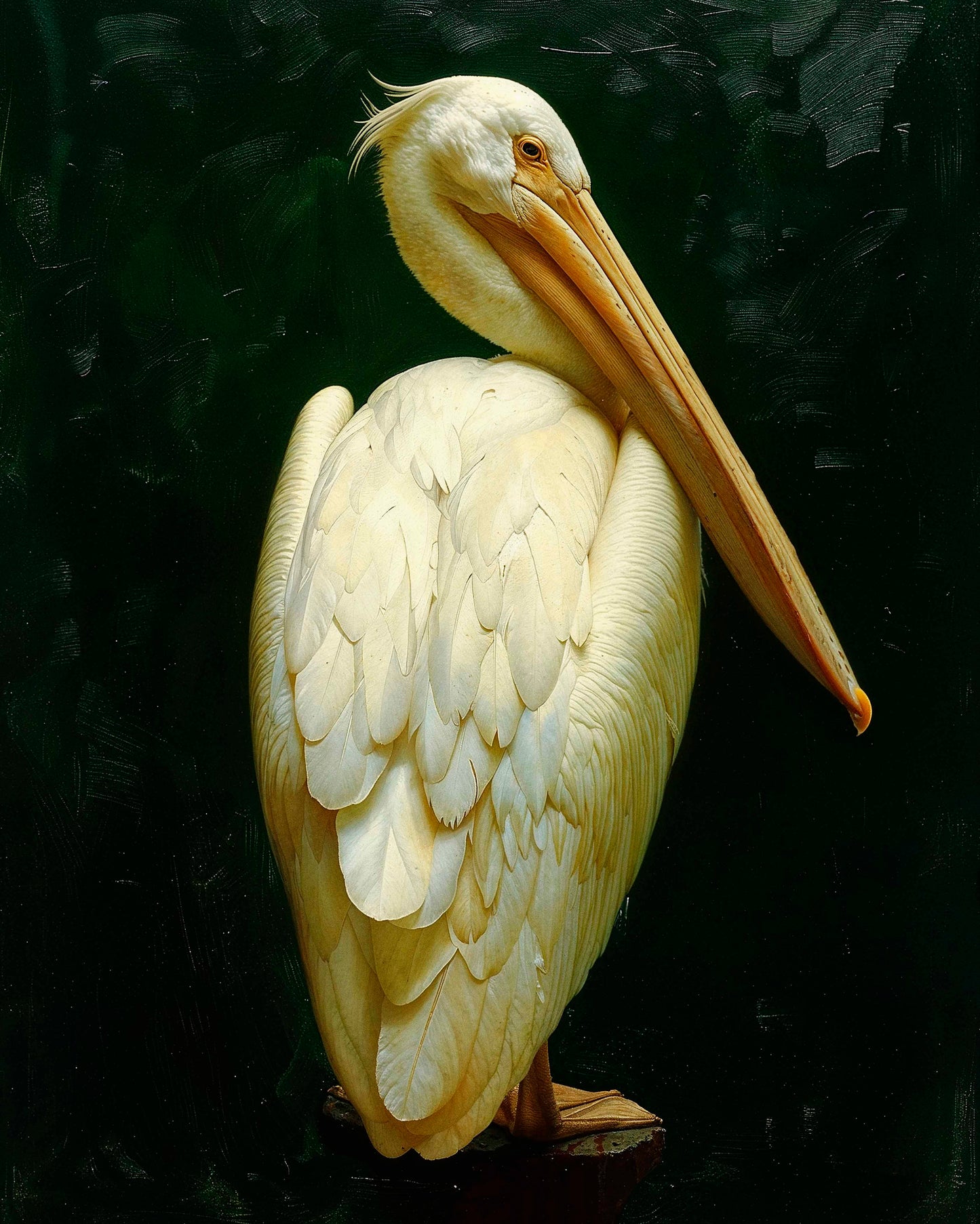 Regal Poise - Pelican in Ivory Elegance - Limited Edition Canvas