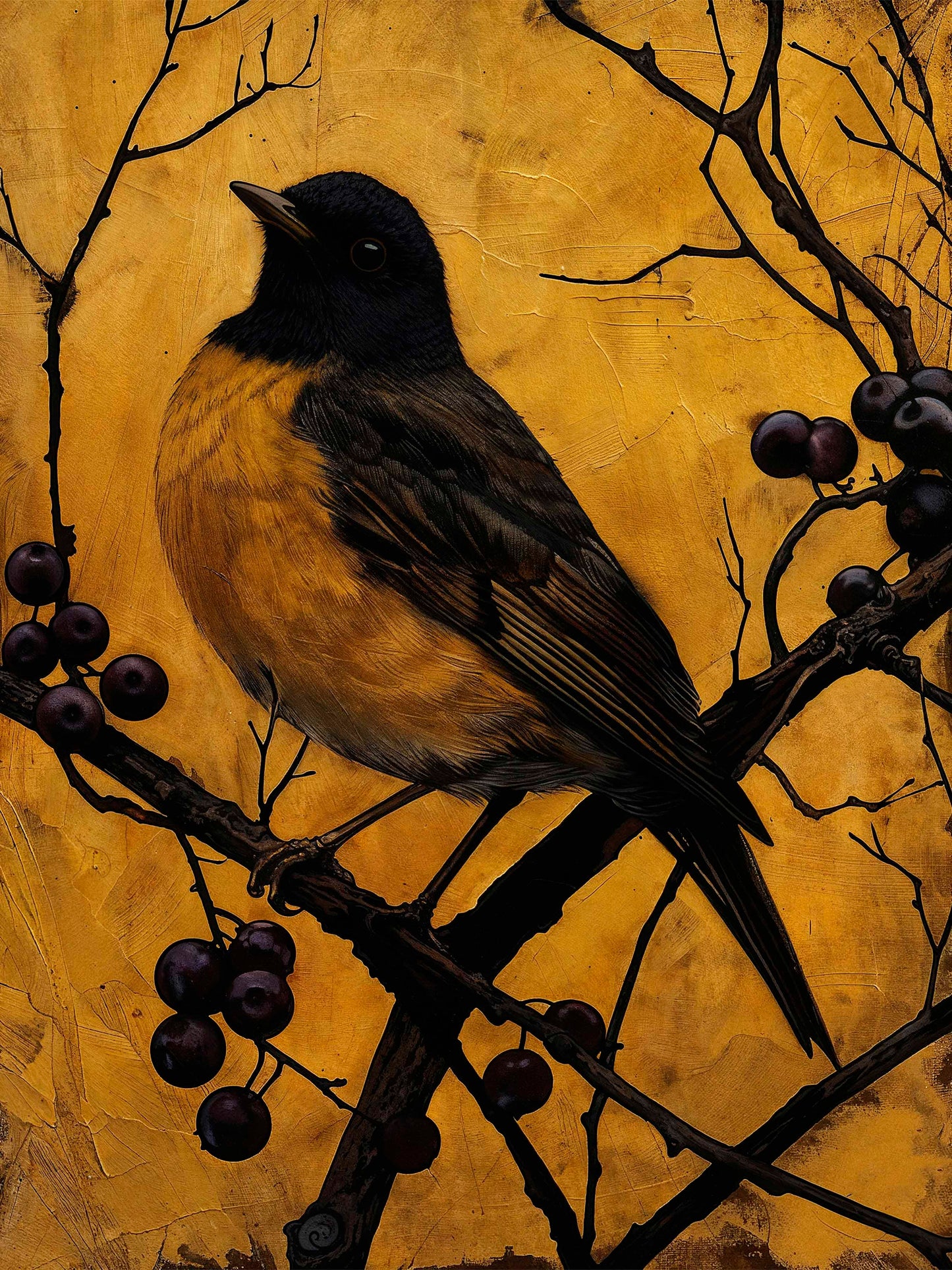 Golden Twilight - Warbler Among Berries - Limited Edition Canvas