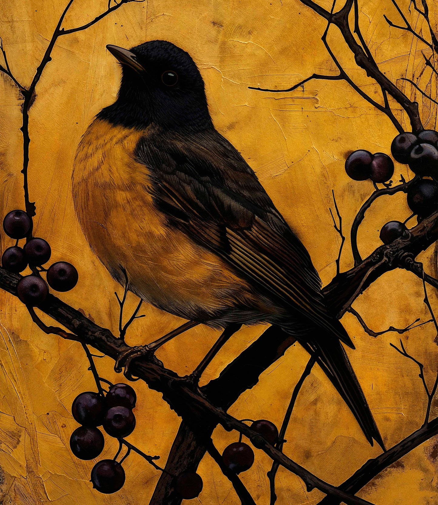 Golden Twilight - Warbler Among Berries - Limited Edition Canvas